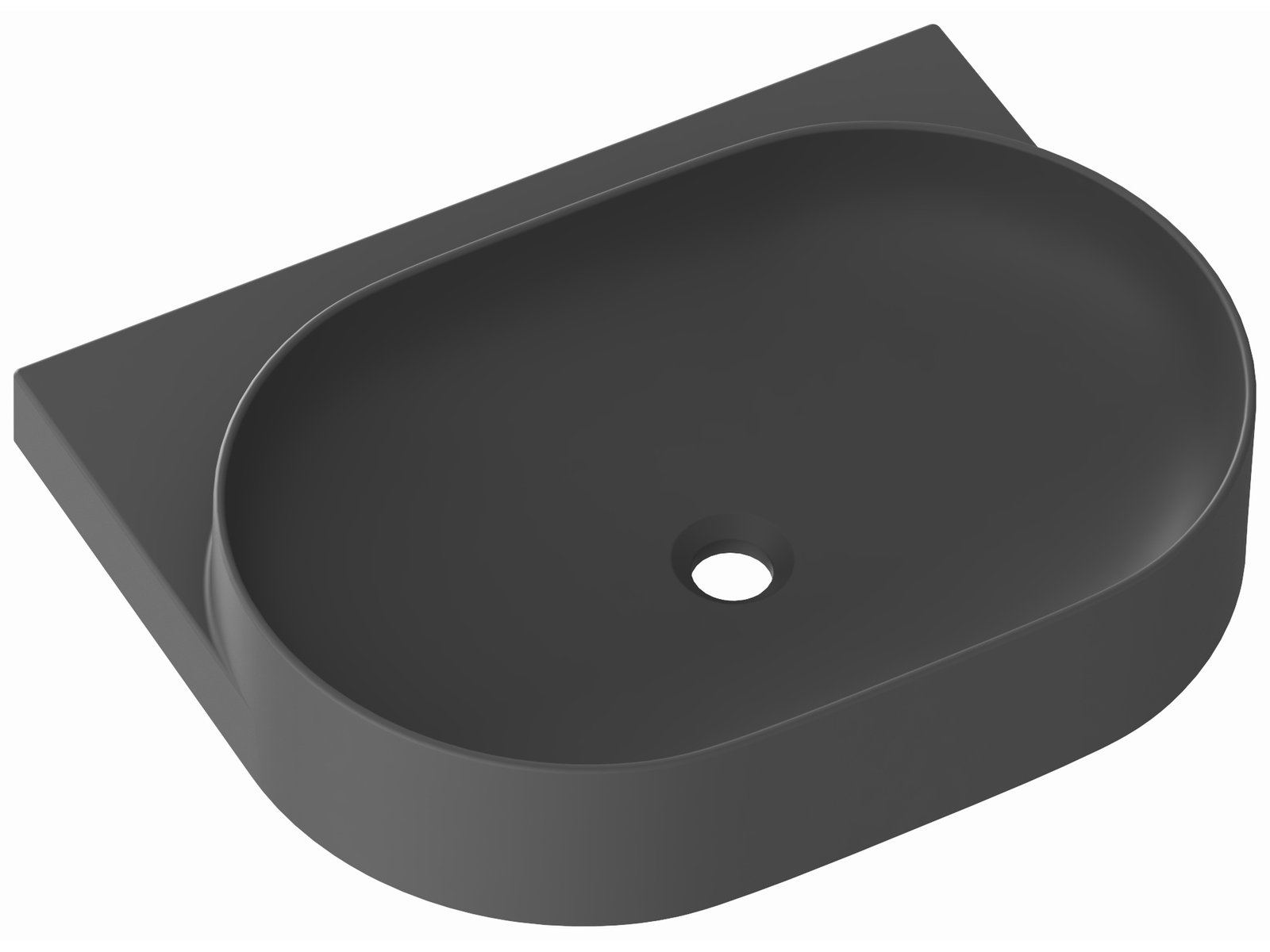 Ravak Yard mosdótál 60.5x50 cm félkör alakú klasszikus-beépíthető antracit matt XJX03260002