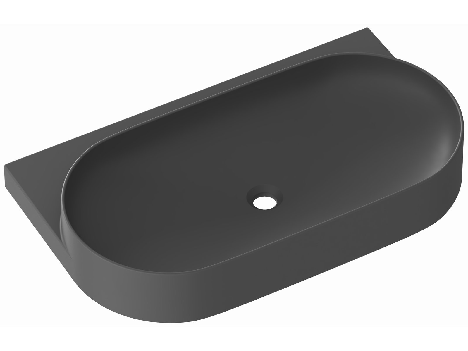 Ravak Yard mosdótál 80.5x50 cm félkör alakú klasszikus-beépíthető antracit XJX03280002