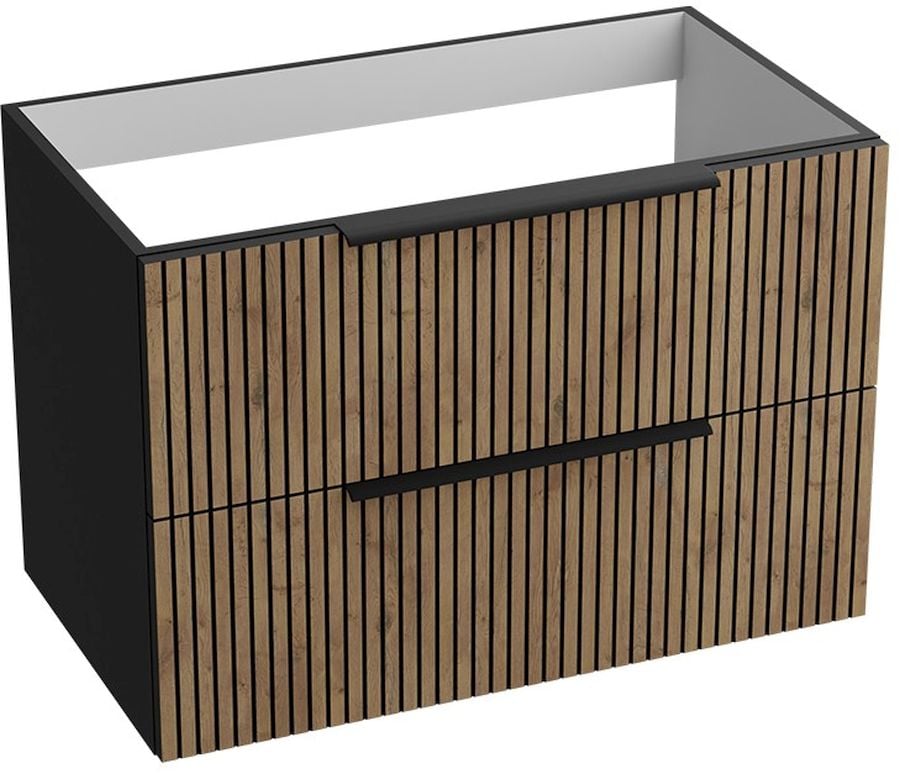 LaVita Oklahoma szekrény 80.5x46x54.2 cm mosdókagyló alá akasztható fekete-fa 5900378334071