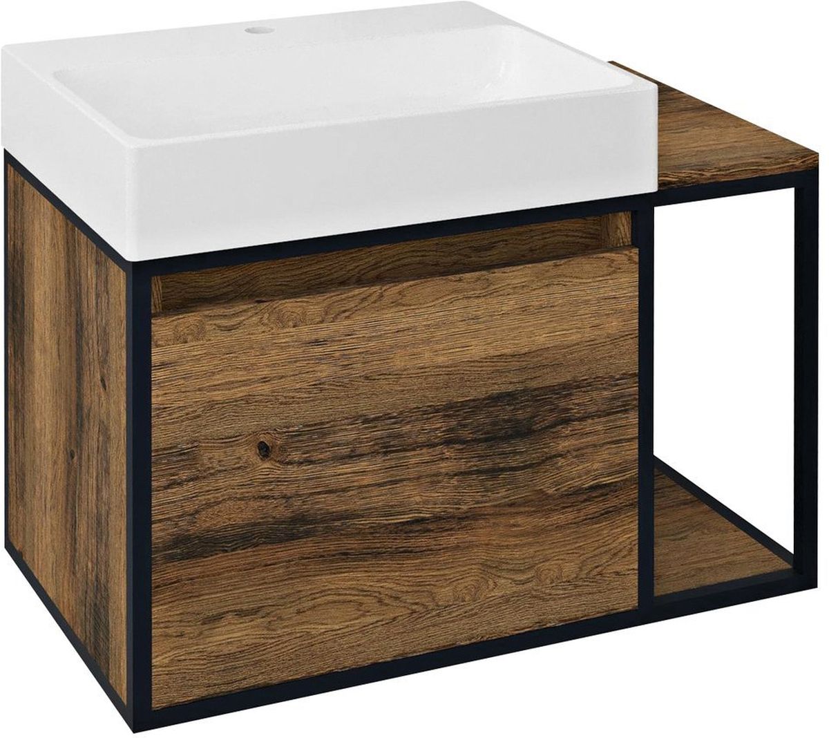 Sapho Skara szekrény 80x46.5x49.5 cm mosdókagyló alá akasztható fekete-tölgy-fa CG003-1919