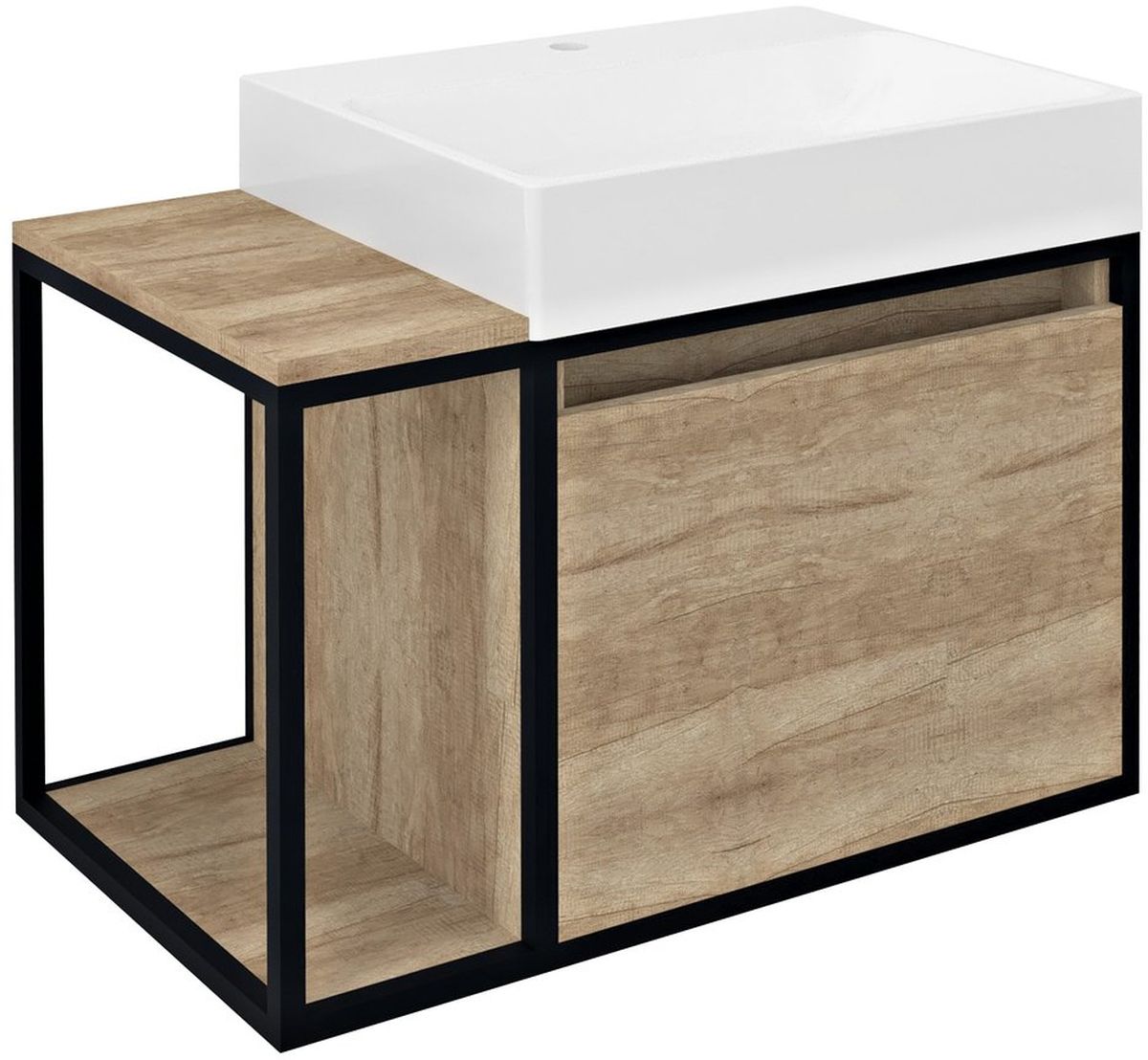 Sapho Skara szekrény 80x46.5x49.5 cm mosdókagyló alá akasztható fekete-tölgy CG003-2222