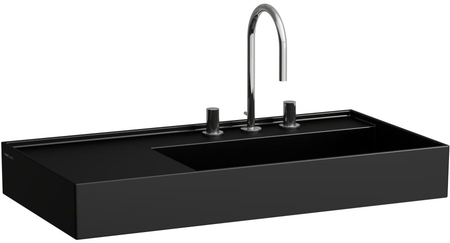 Laufen Kartell mosdótál 90x46 cm négyszögletes klasszikus fekete matt H8183397161111
