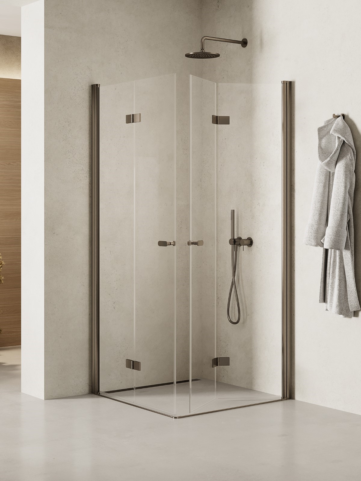 New Trendy New Soleo Gunmetal Brushed zuhanykabin 80x80 cm négyzet grafit csiszolt/átlátszó üveg K-2246