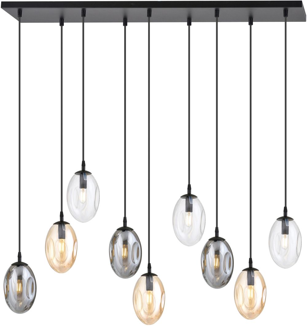 Emibig Astral függőlámpa x10 W fekete-átlátszó-füst színű 1268/9M1