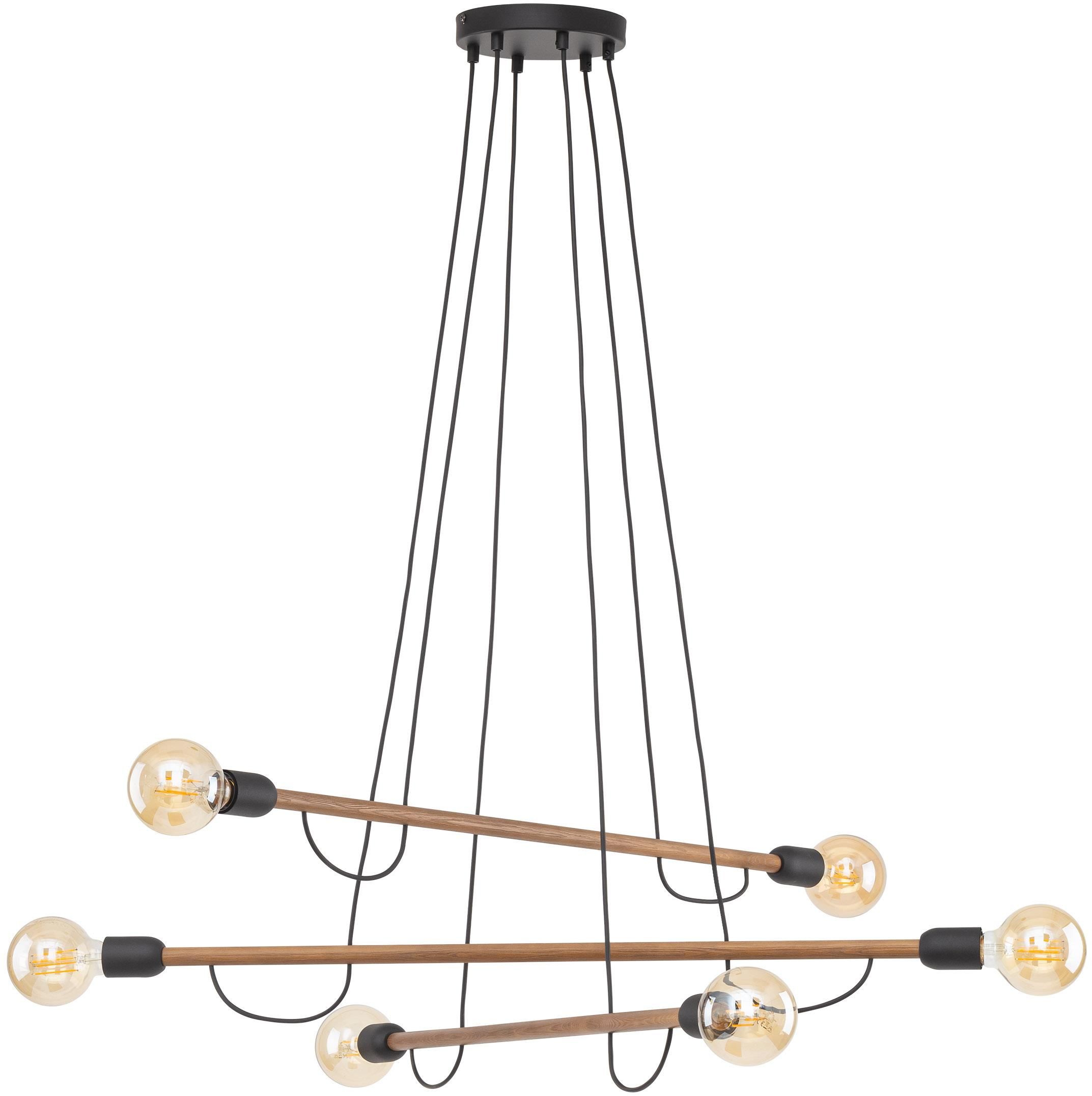 TK Lighting Helix függőlámpa 6x15 W fekete-fa 4950