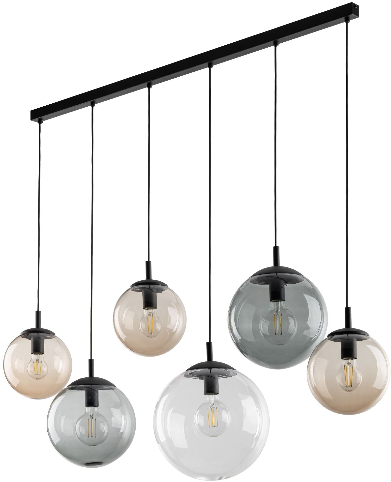 TK Lighting Esme függőlámpa 6x15 W fekete-átlátszó-opál-grafit 4797