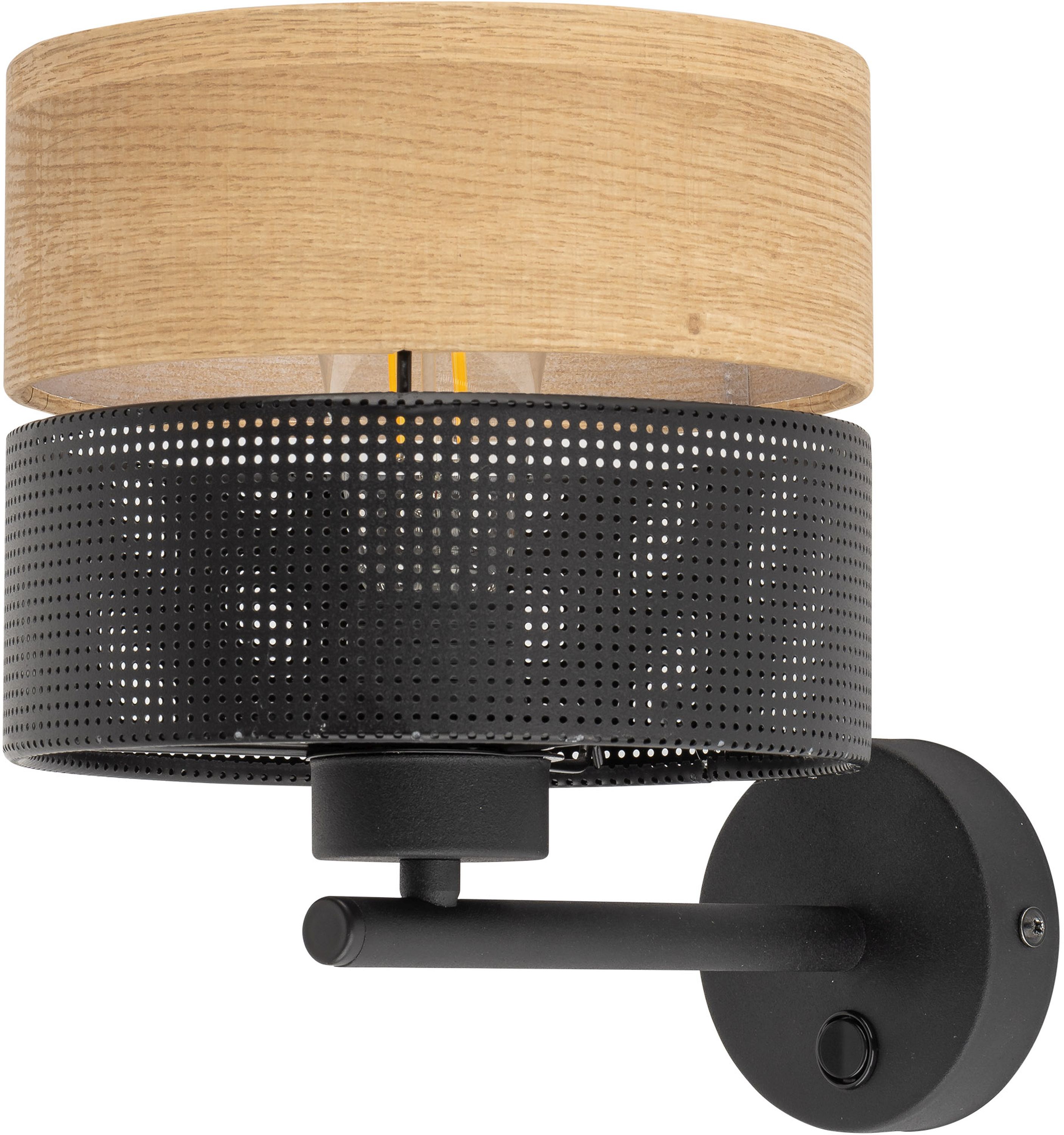 TK Lighting Nicol oldalfali lámpa 1x15 W fekete-fa 6539