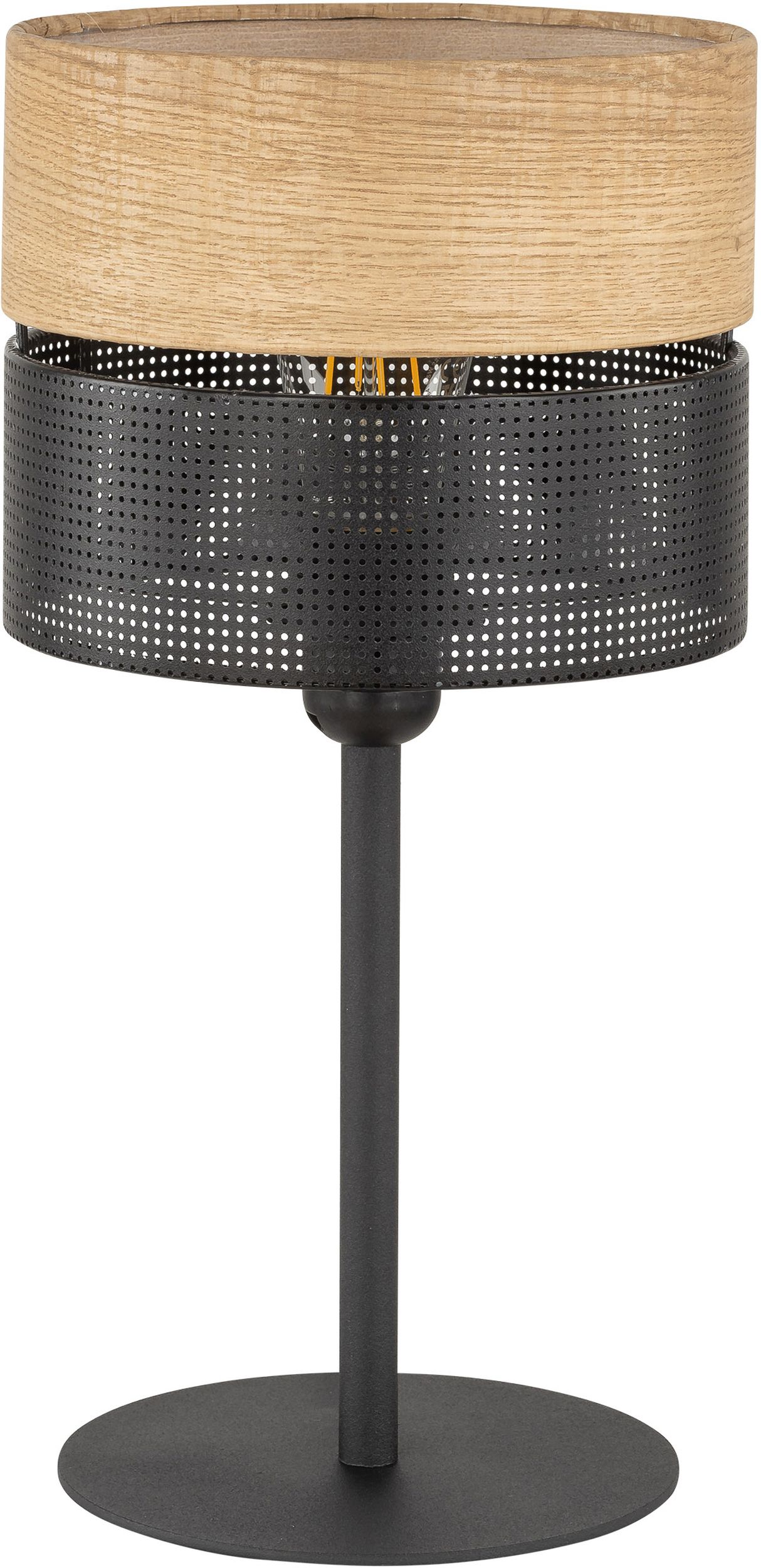 TK Lighting Nicol asztali lámpa 1x15 W fekete-fa 5124