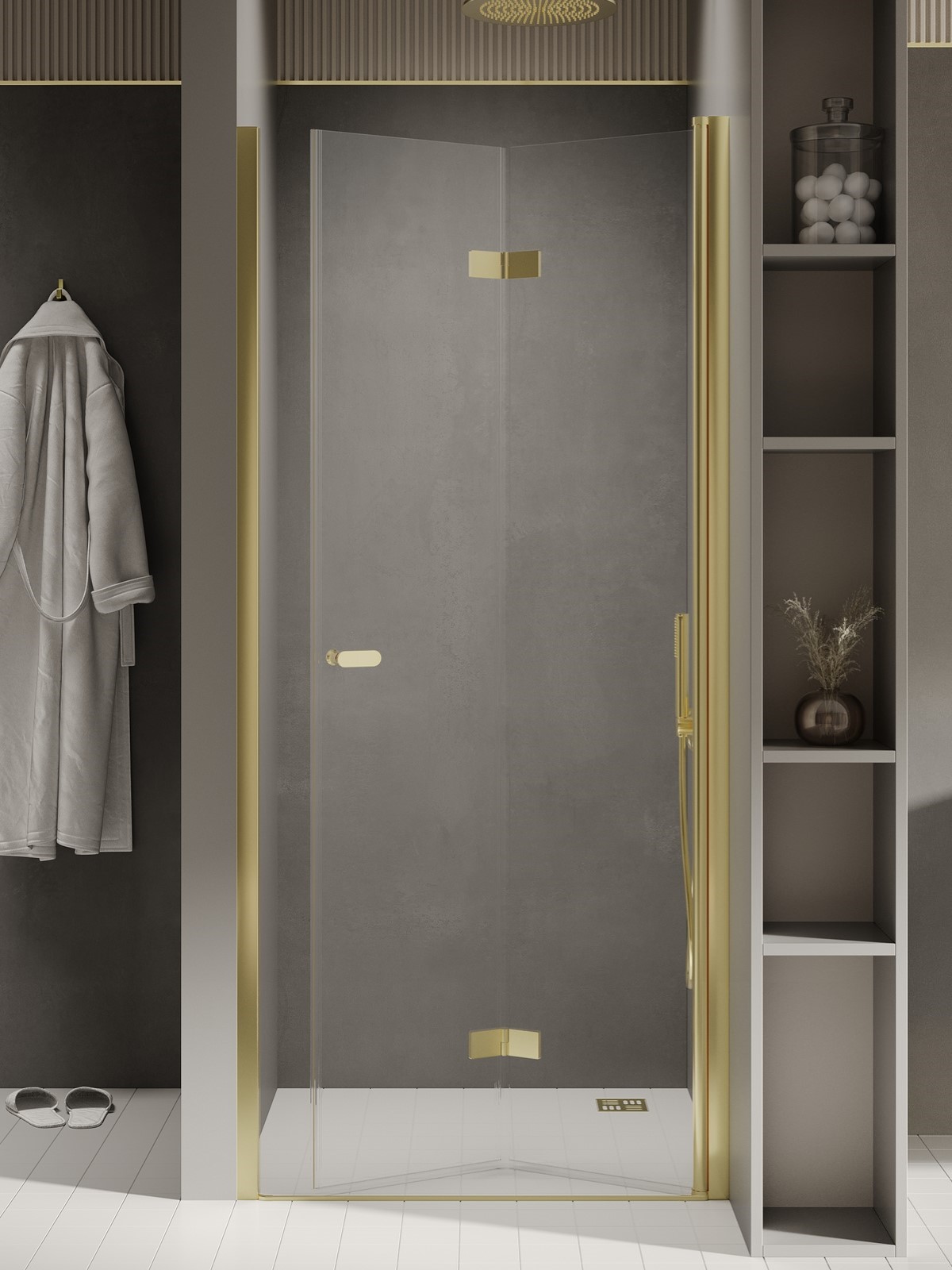 New Trendy New Soleo Light Gold zuhanyajtók 100 cm összecsukható arany fényes/átlátszó üveg D-0467A