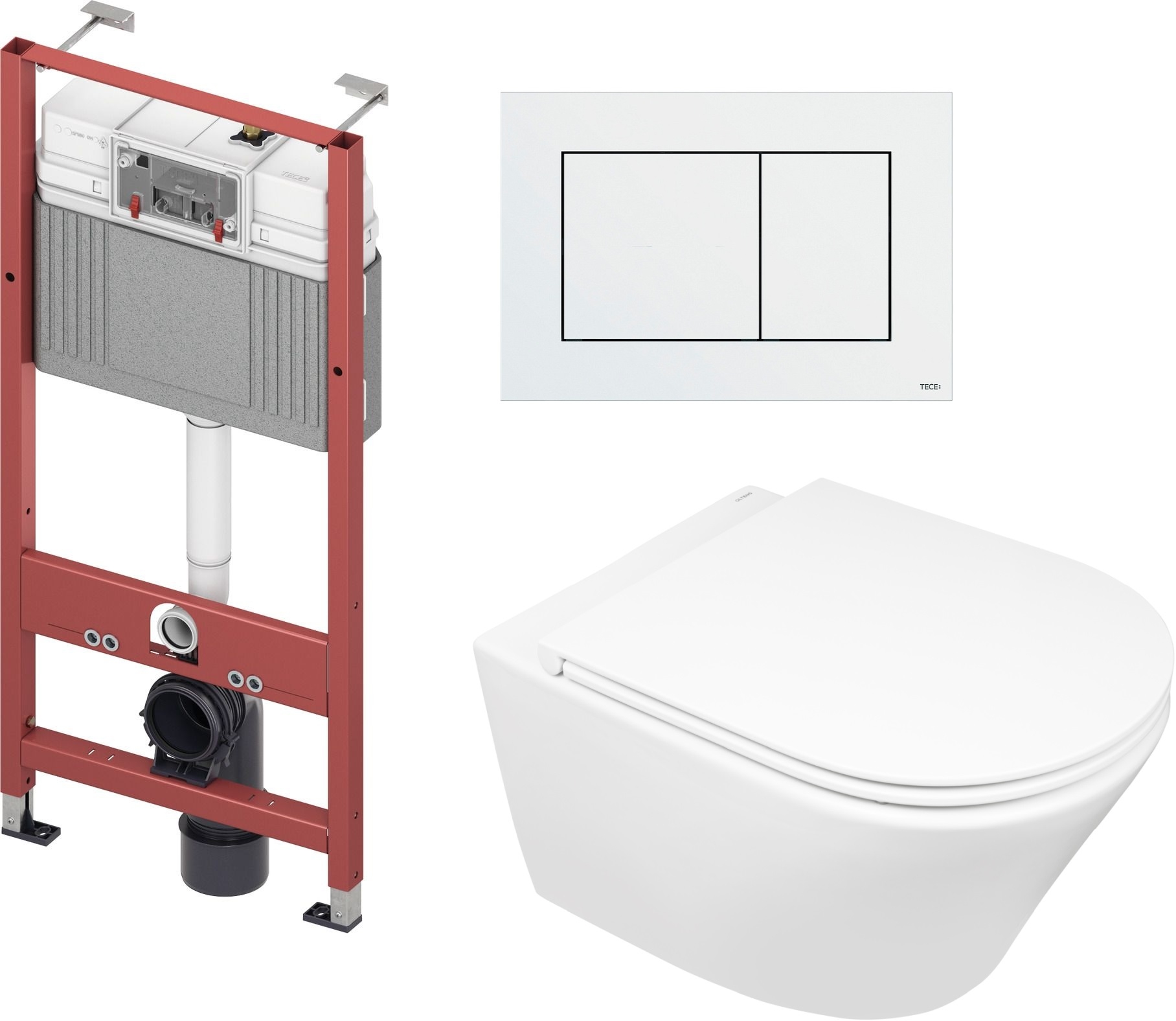 Készlet WC csésze Oltens Jog 42501000, beépíthető keret Tece Base 9400407, 45102000, 9.240.400