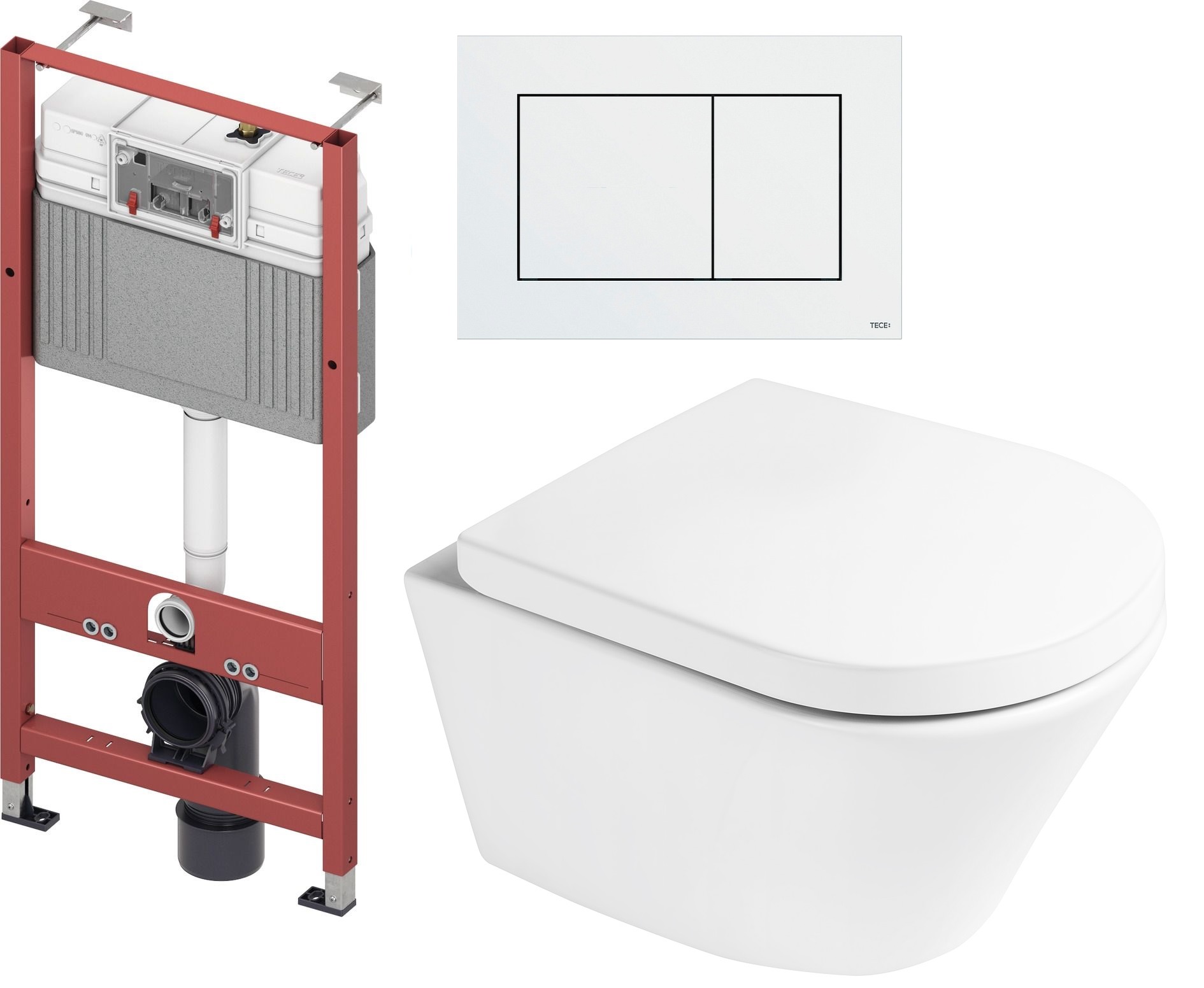Készlet WC csésze Oltens Jog 42001000, beépíthető keret Tece Base 9400407, 45101000, 9.240.400