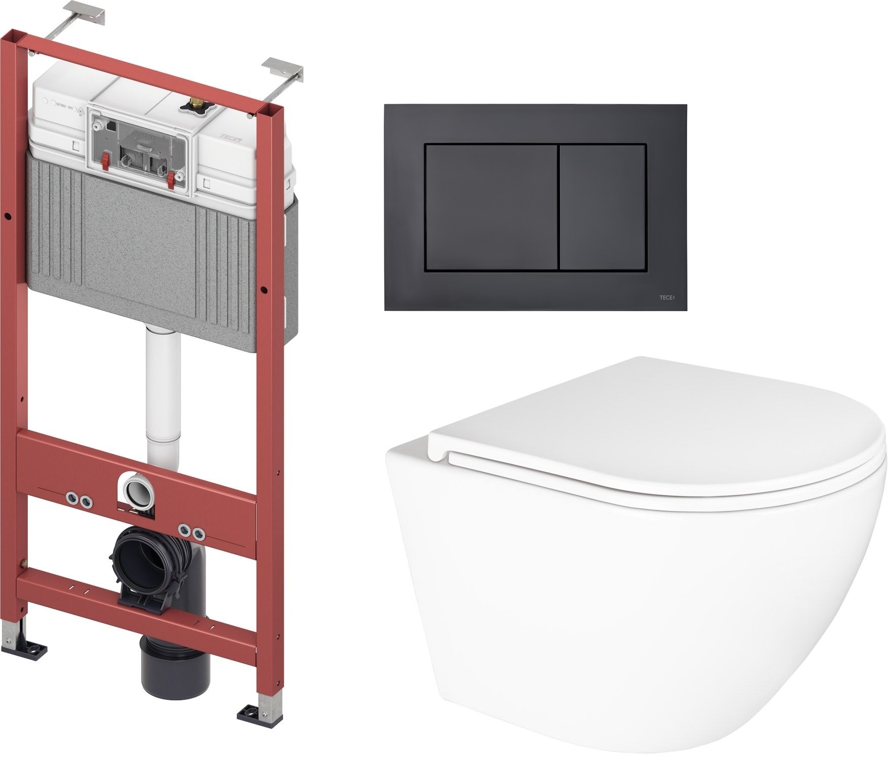 Készlet beépíthető keret Tece Base 9400407, WC csésze Oltens Hamnes Kort 42519000, 9240407, 45111000