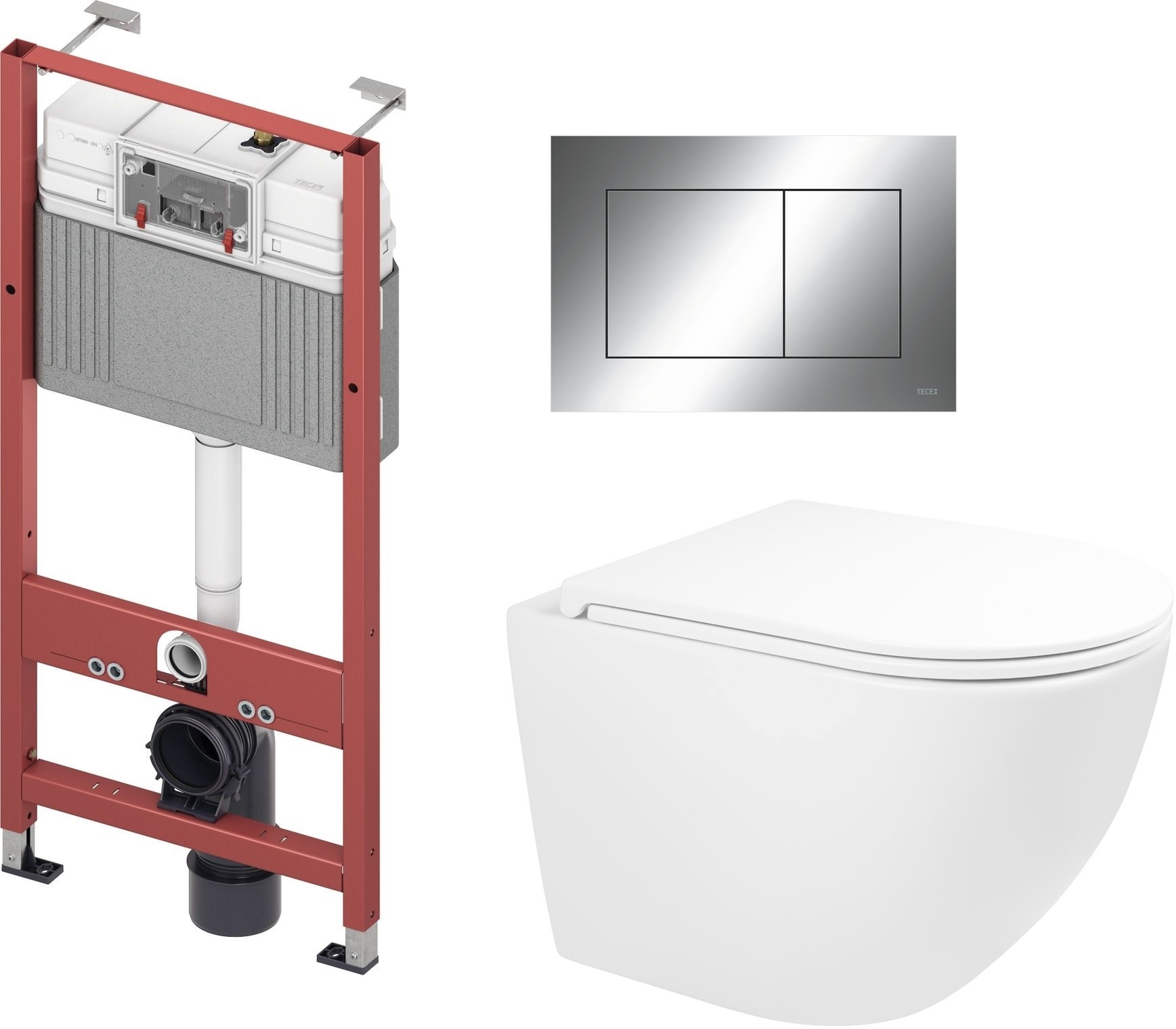 Készlet WC csésze Oltens Hamnes Stille 42521000, beépíthető keret Tece Base 9400407, 45100000, 9.240.401