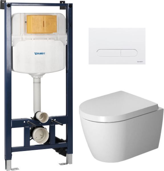 Készlet WC csésze lassú záródású ülőkével Duravit ME by Starck 45300900A1, beépíthető keret Duravit DuraSystem WD1029000000, WD5009011000