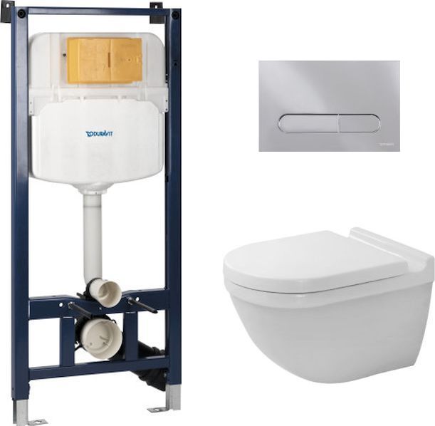 Készlet WC csésze lassú záródású ülőkével Duravit Starck 3 45270900A1, beépíthető keret Duravit DuraSystem WD1029000000, WD5009021000