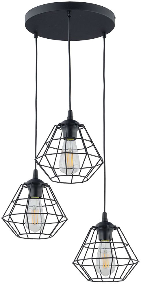 TK Lighting Diamond függőlámpa 3x15 W fekete 6204