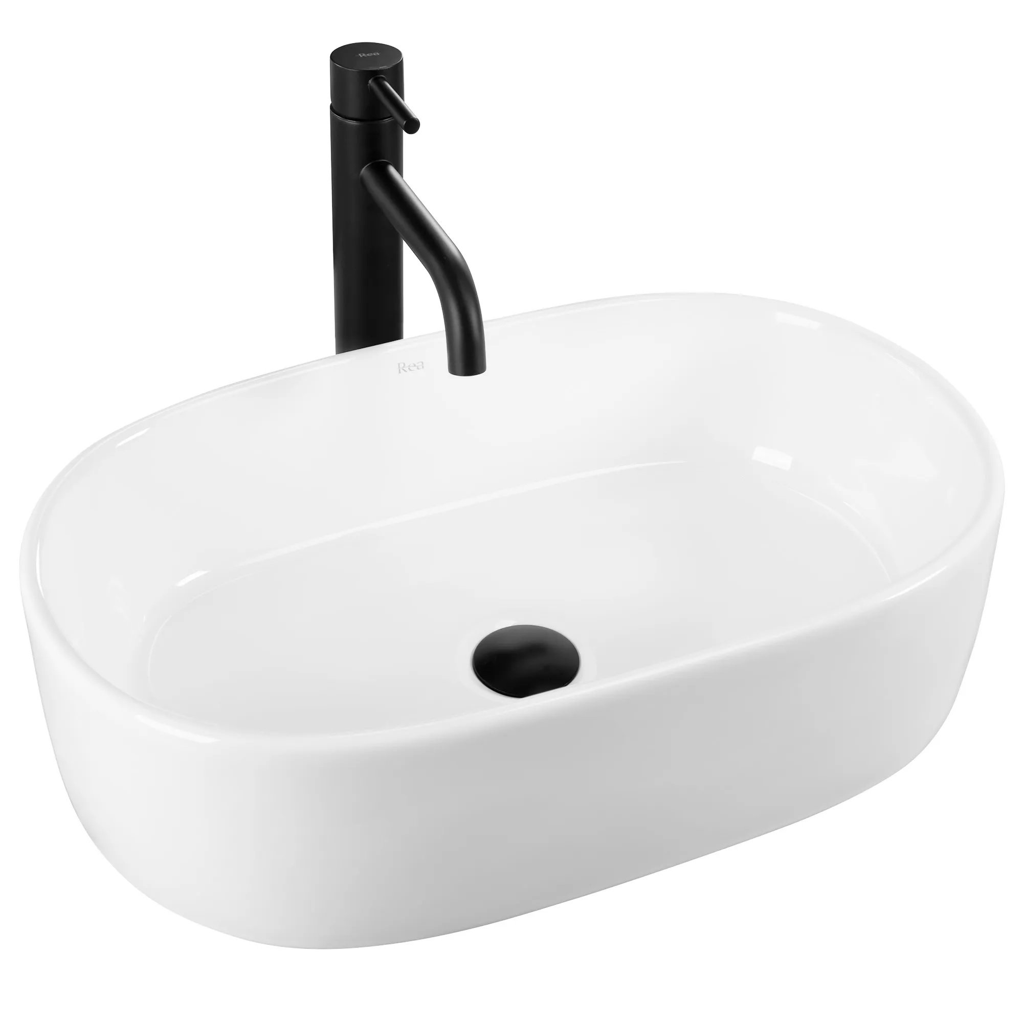 Rea mosdótál 57x36 cm ovális mosdótálak fehér REA-U0600