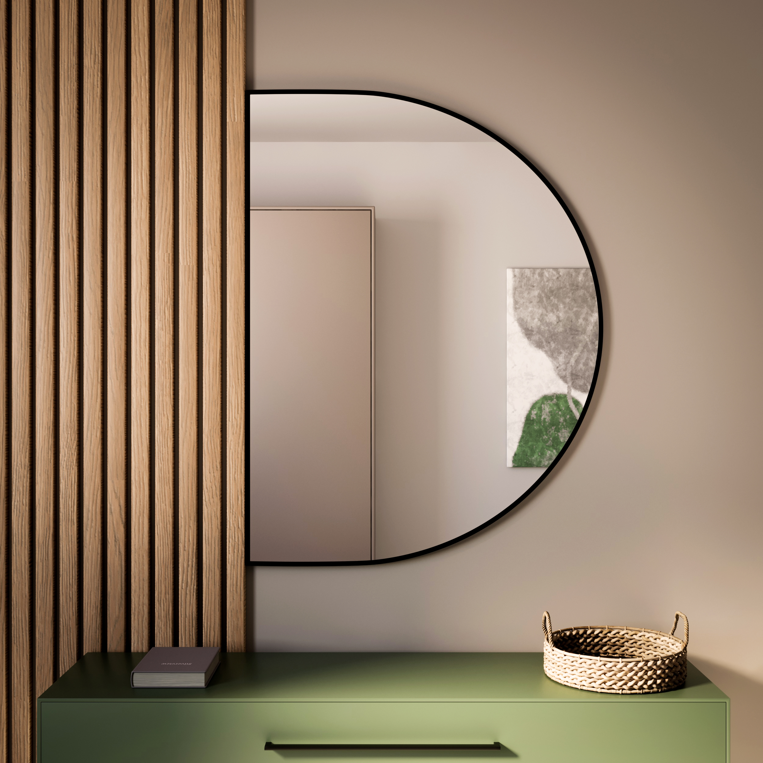 Baltica Design Tiny Border Semi Round tükör 120x80 cm fekete 5904107923680