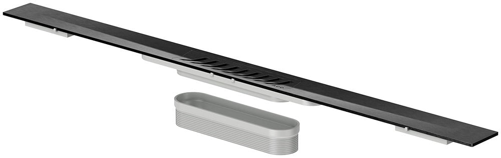 ACO ShowerDrain S+ lineáris zuhanylefolyó négyzetmintás ráccsal 100 cm fekete 9010.51.43