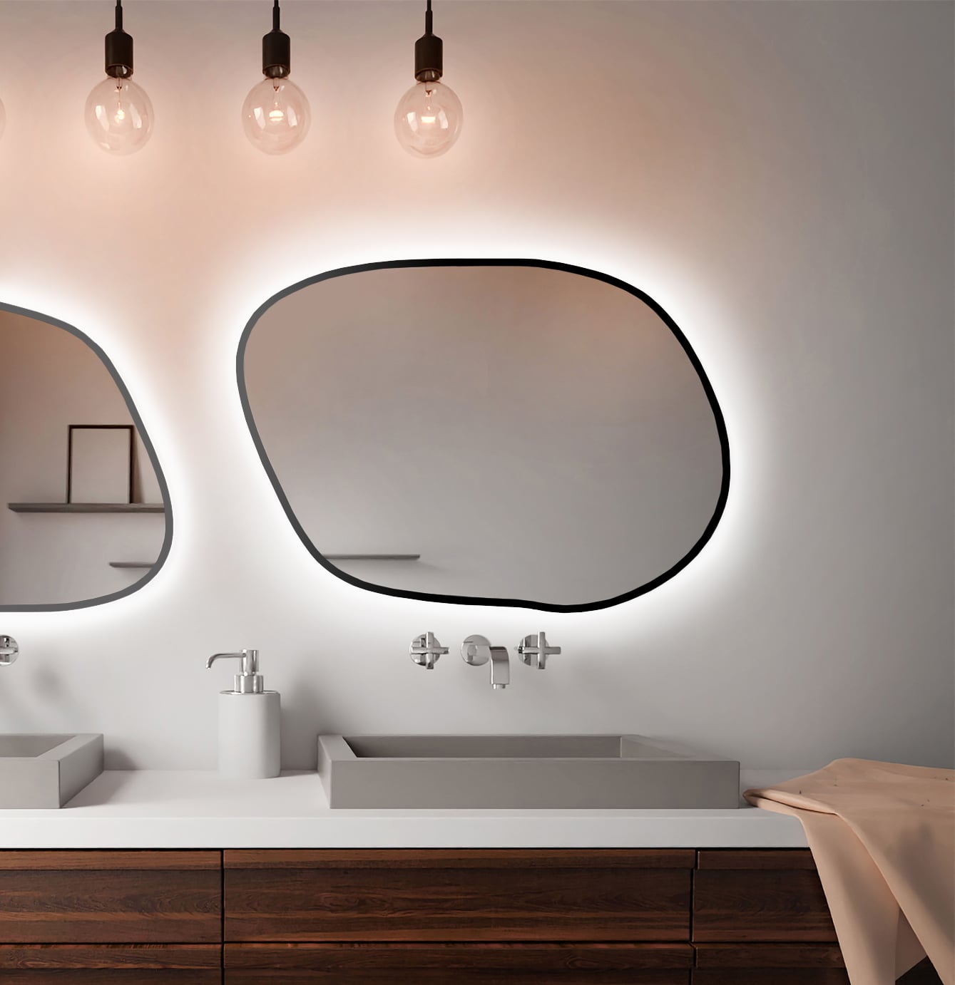 Baltica Design Bright Stain IV tükör 100x71 cm világítással fekete 5904107921006