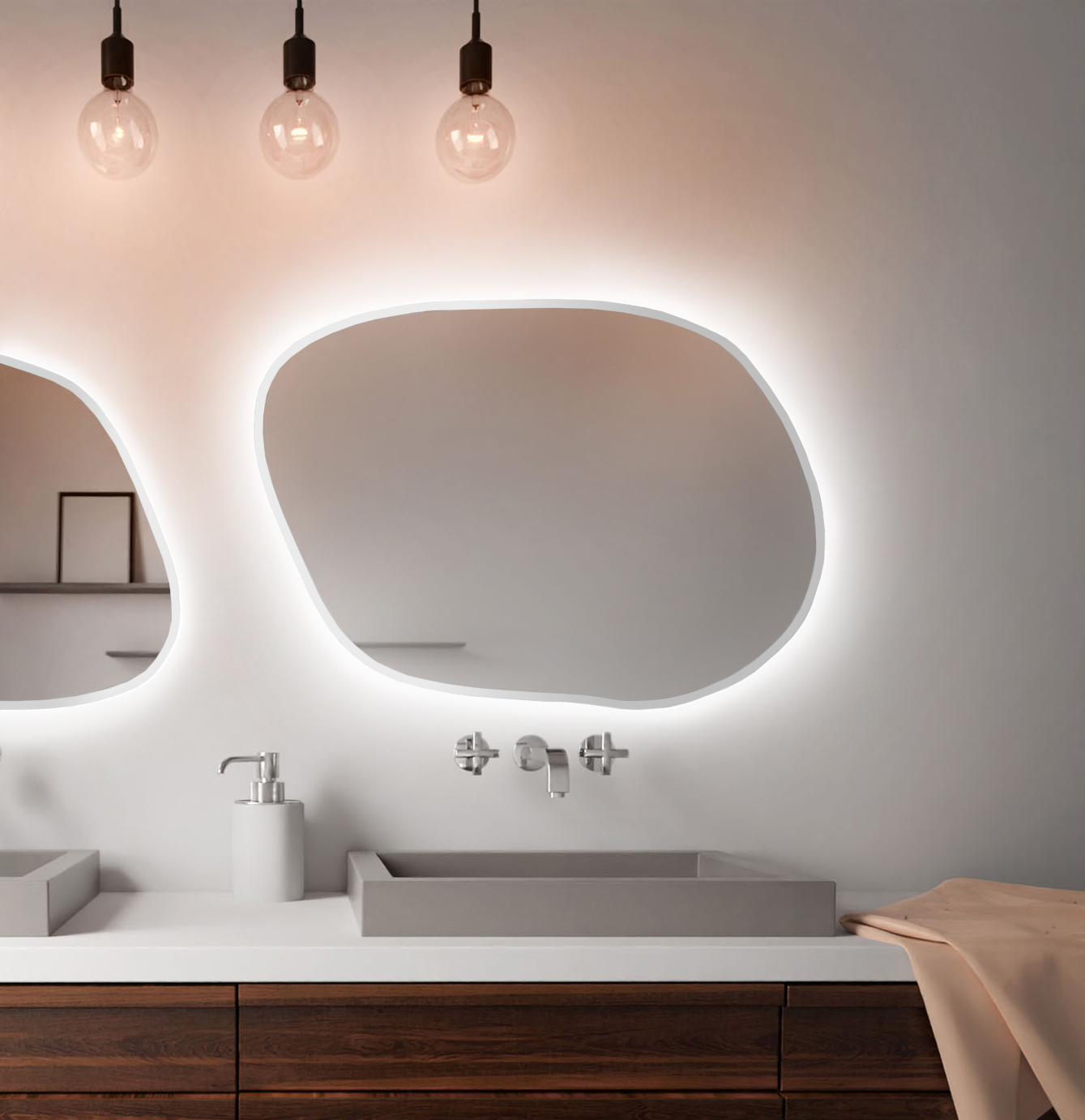 Baltica Design Bright Stain IV tükör 80x57 cm világítással fehér 5904107920764