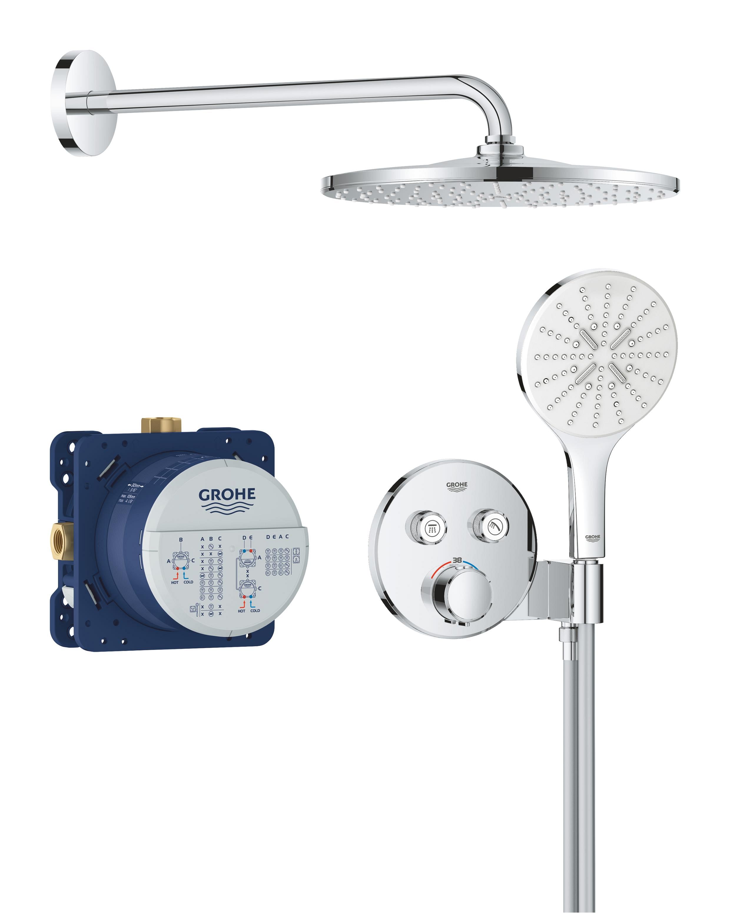 Grohe Precision Smartcontrol zuhany készlet beépített termosztáttal trópusi zuhany opcióval króm 34877000