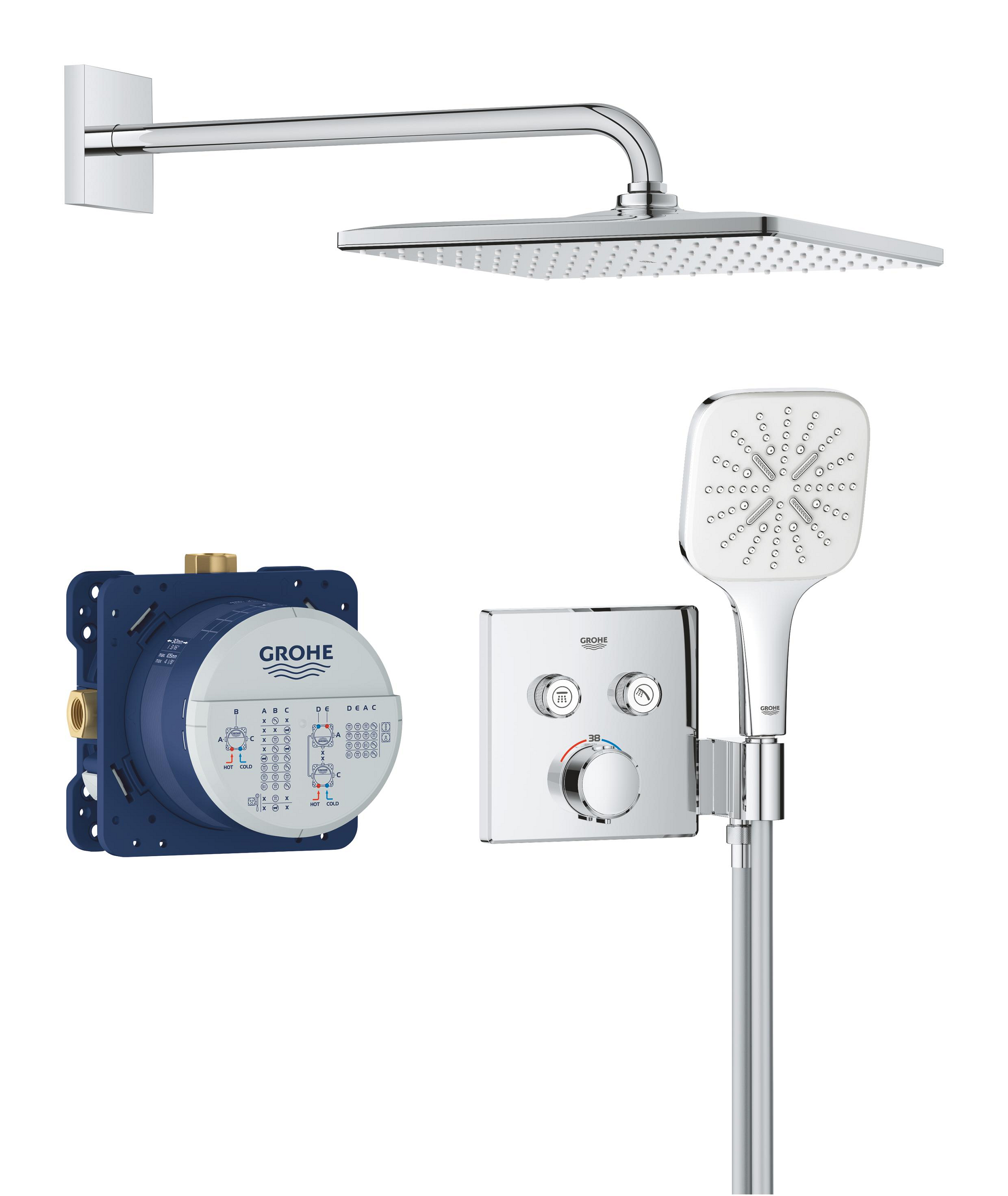 Grohe Precision Smartcontrol zuhany készlet beépített termosztáttal trópusi zuhany opcióval króm 34876000