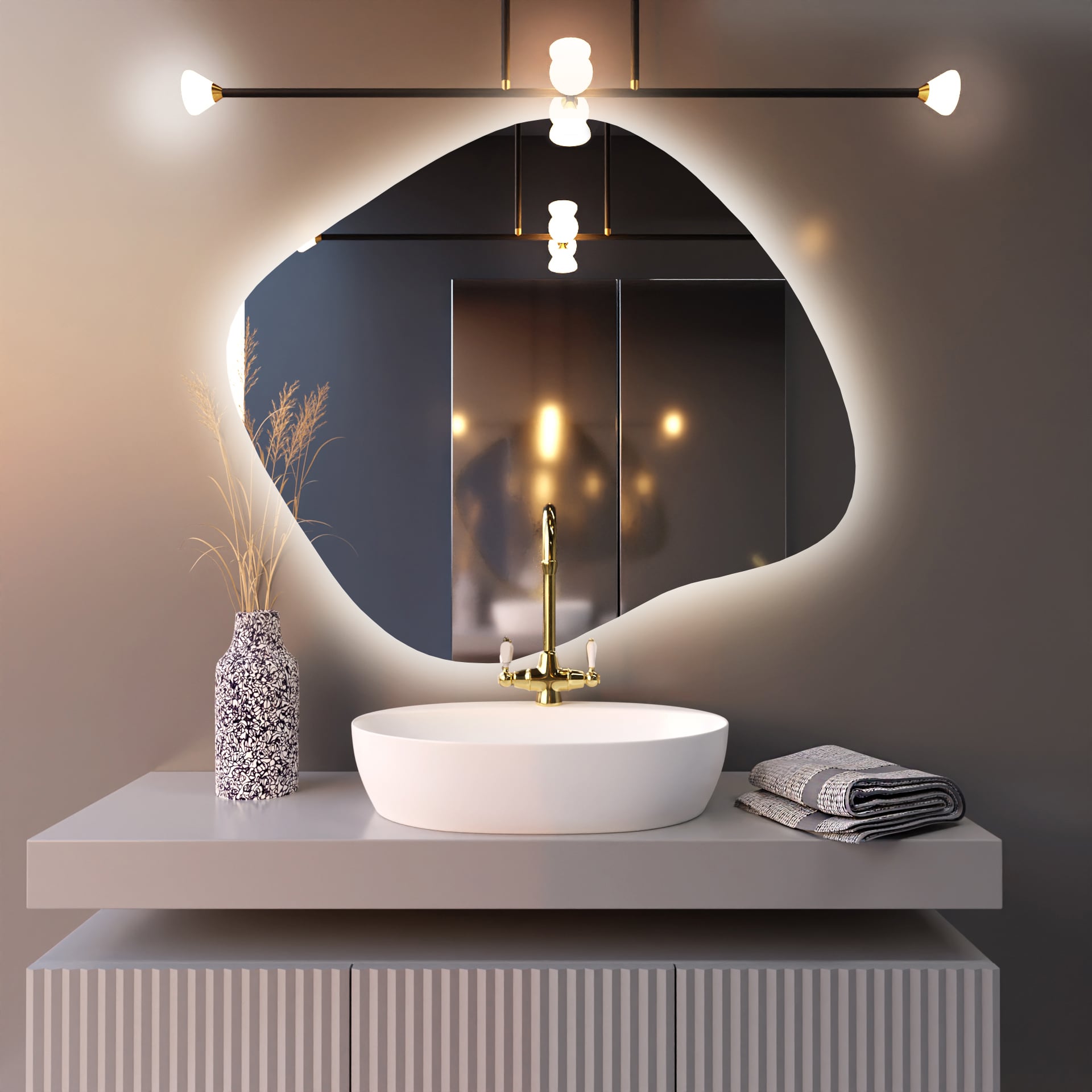 Baltica Design Bright Stain III tükör 100x86 cm világítással 5904107914794