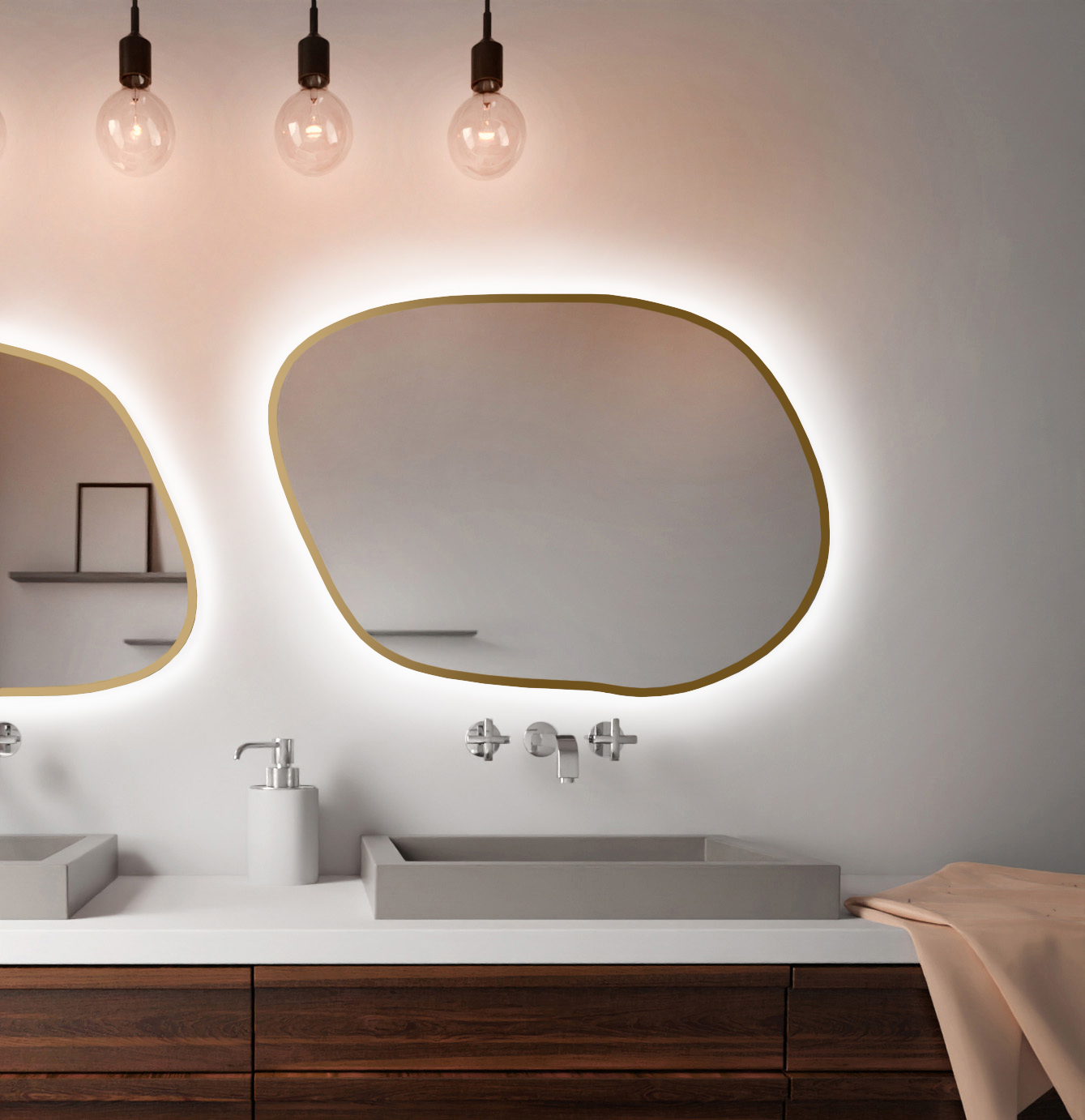 Baltica Design Bright Stain IV tükör 60x43 cm világítással arany 5904107921235