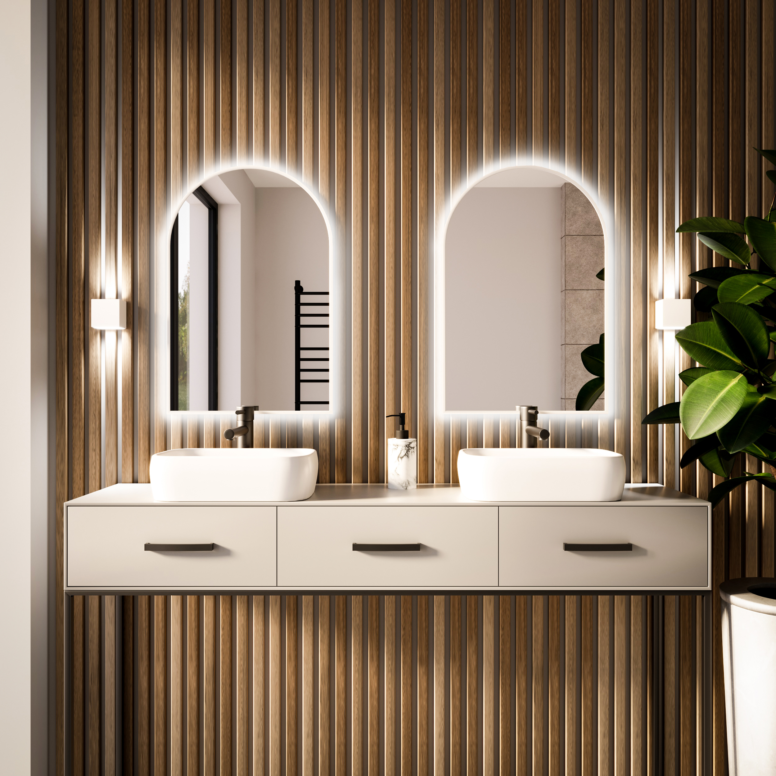 Baltica Design Tiny Border Pastille Cut tükör 60x180 cm világítással fehér 5904107929422