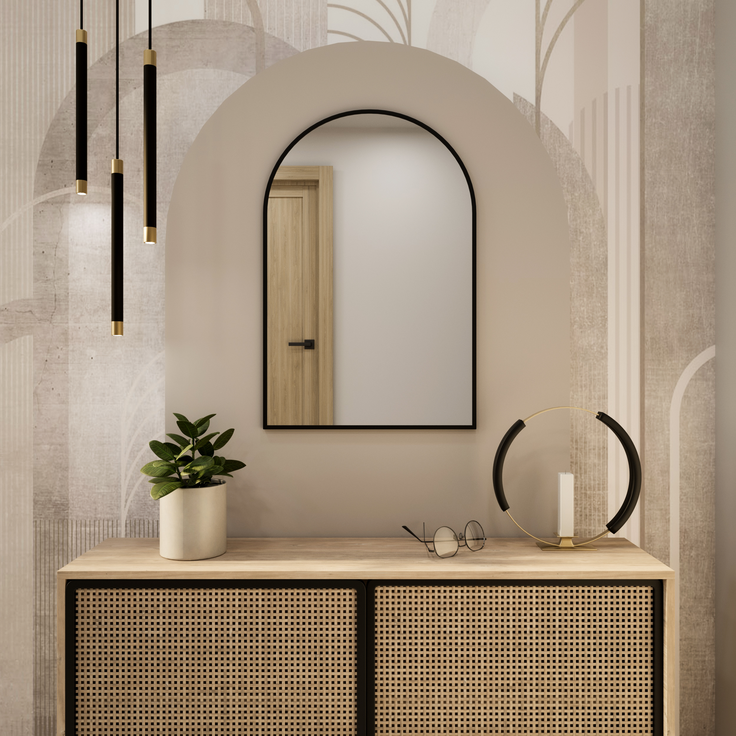 Baltica Design Tiny Border Pastille Cut tükör 60x90 cm fekete 5904107924694