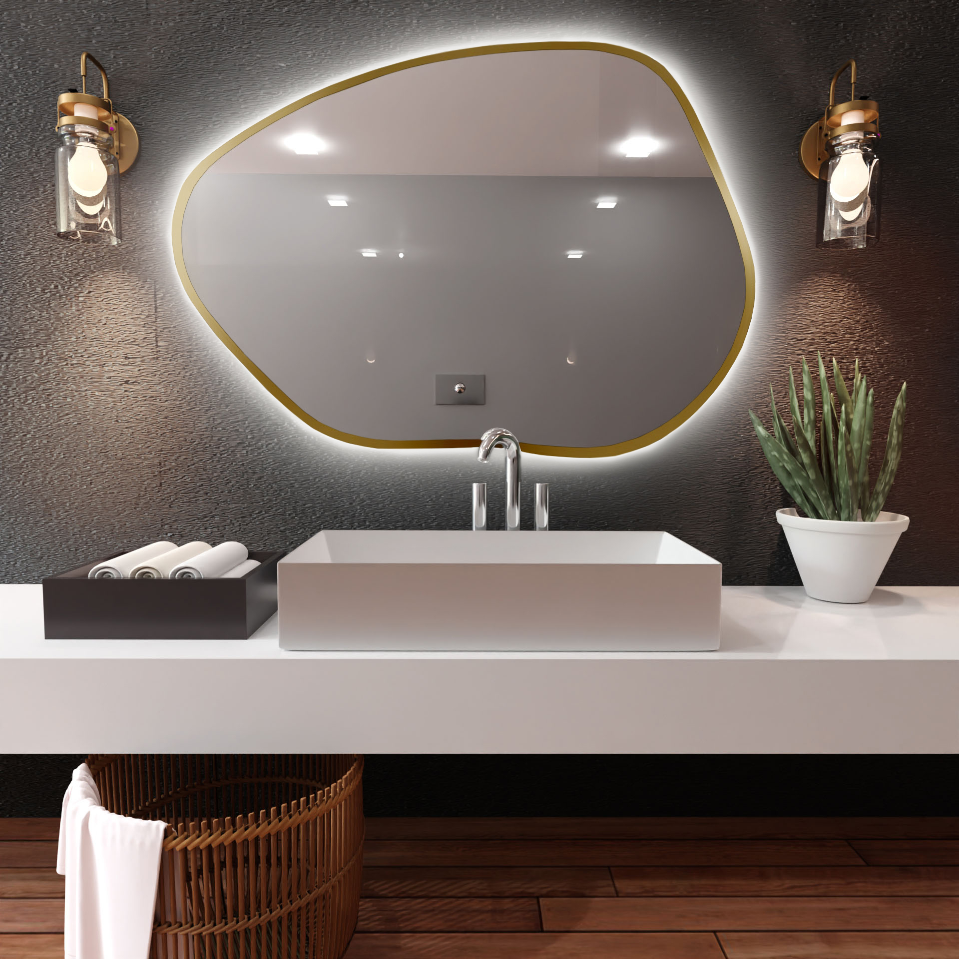 Baltica Design Bright Stain I tükör 80x57 cm világítással arany 5904107919133