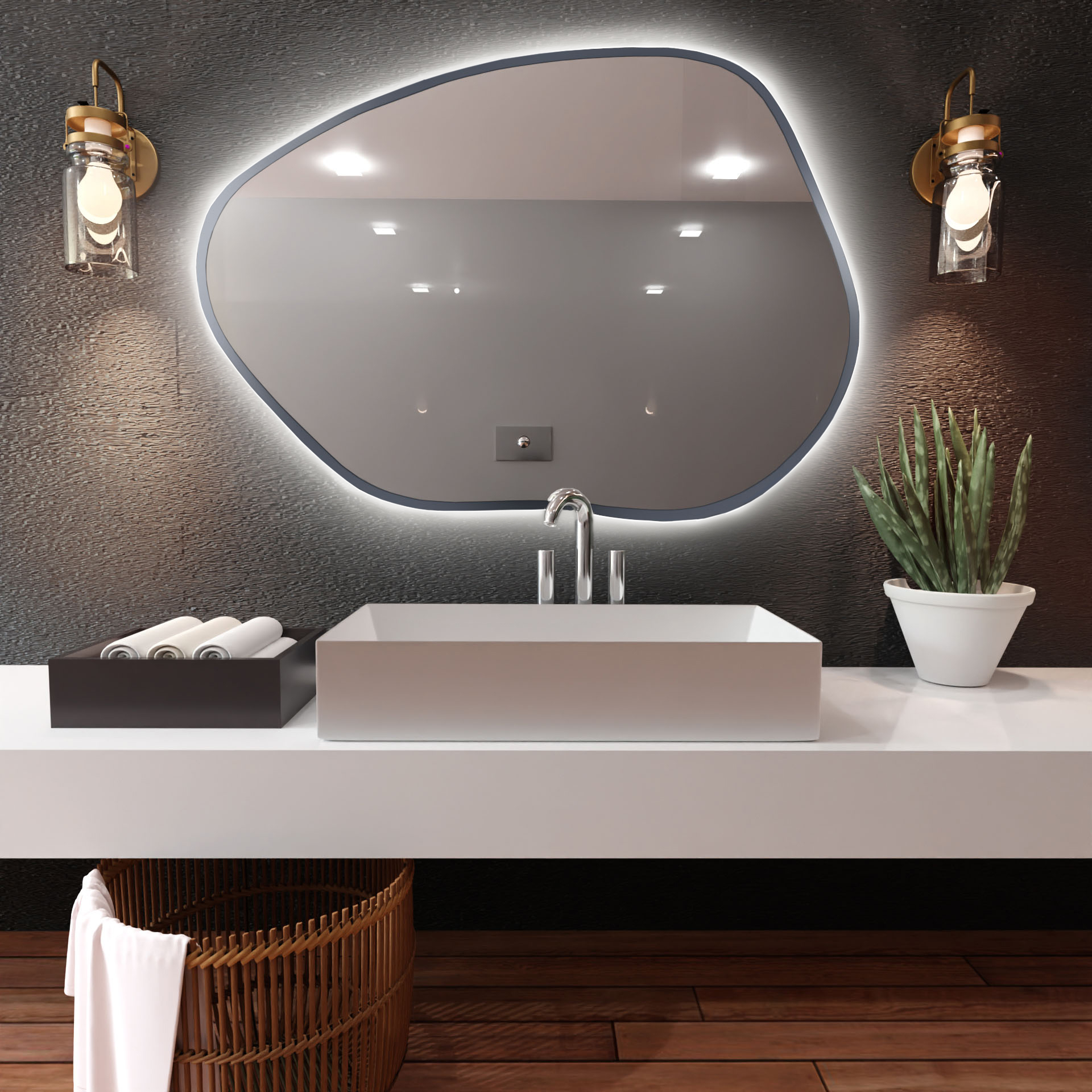 Baltica Design Bright Stain I tükör 80x57 cm világítással ezüst 5904107918969