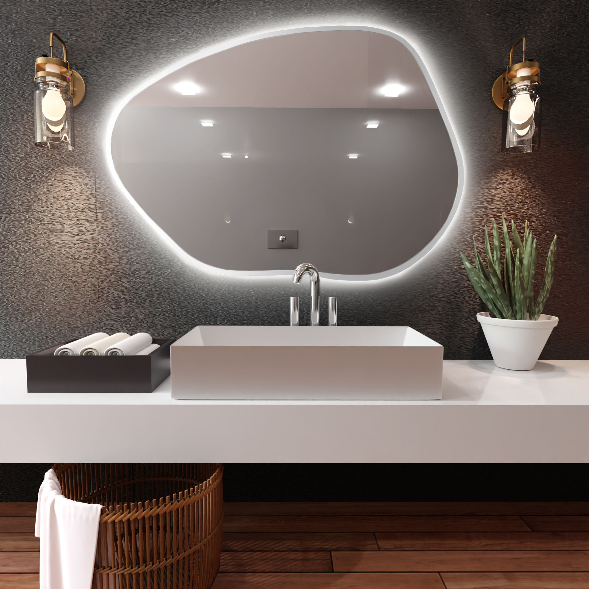 Baltica Design Bright Stain I tükör 50x36 cm világítással fehér 5904107918518