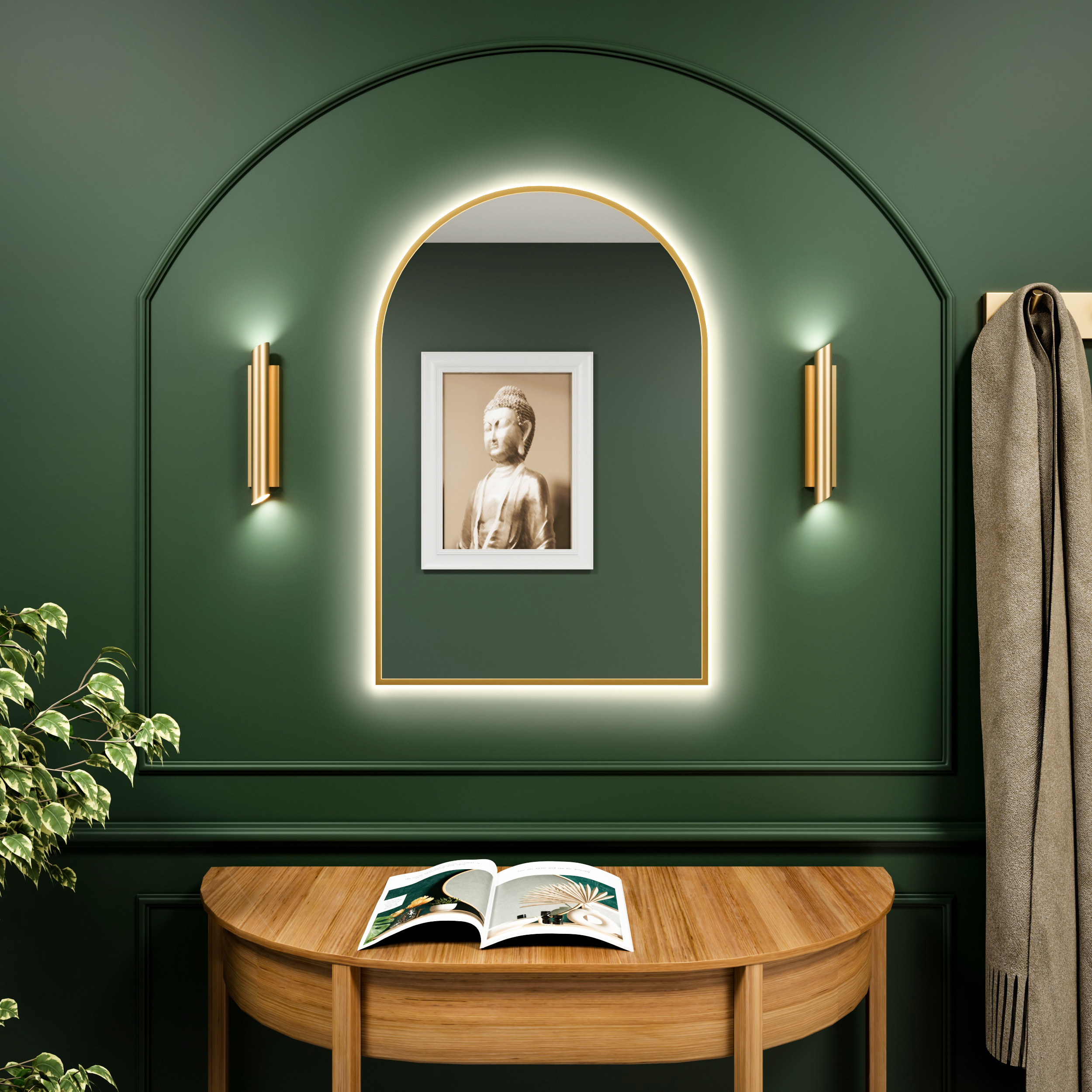 Baltica Design Tiny Border Pastille Cut tükör 60x90 cm világítással arany 5904107929712