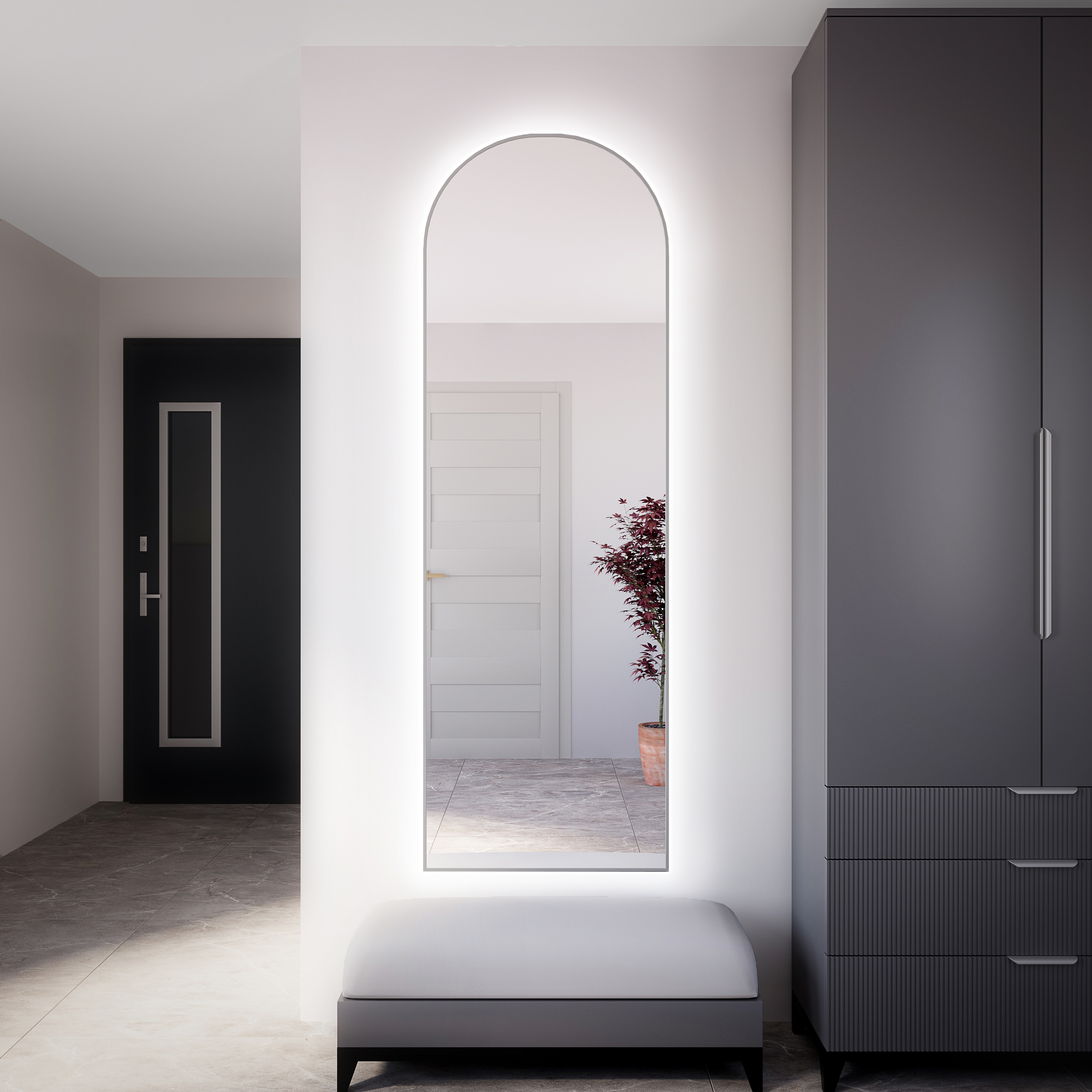 Baltica Design Tiny Border Pastille Cut tükör 40x150 cm világítással ezüst 5904107926667