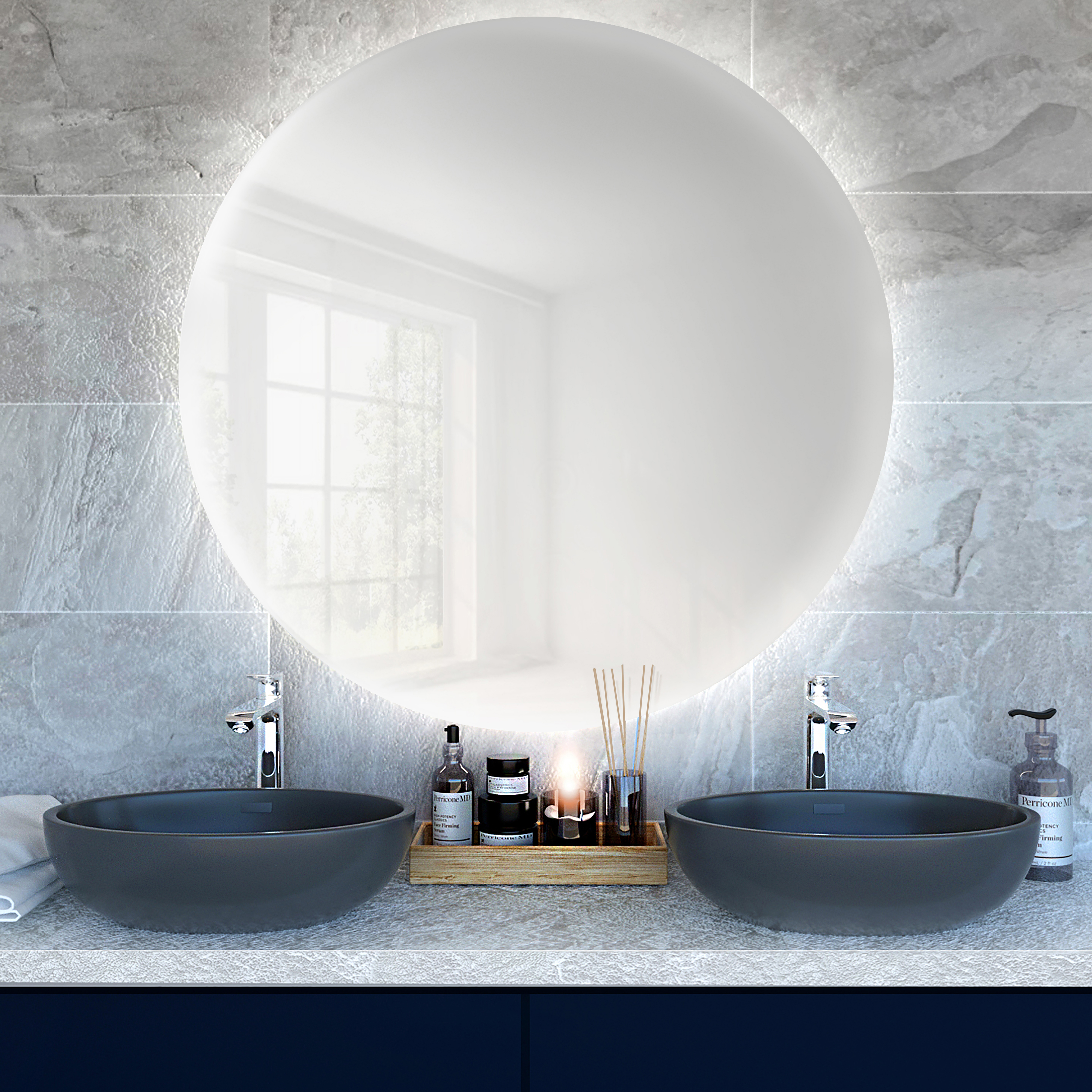 Baltica Design Bright tükör 90x90 cm kerek világítással 5904107913414