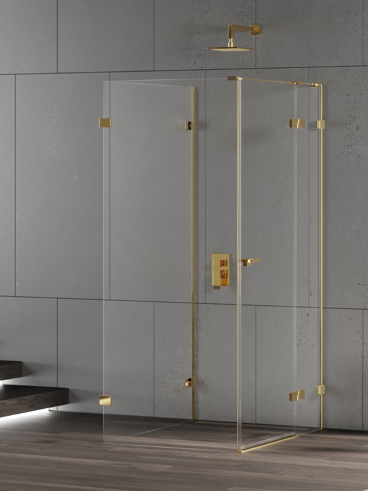 New Trendy Eventa Gold Shine zuhanykabin 100x80 cm négyszögletes arany fényes/átlátszó üveg EXK-4821
