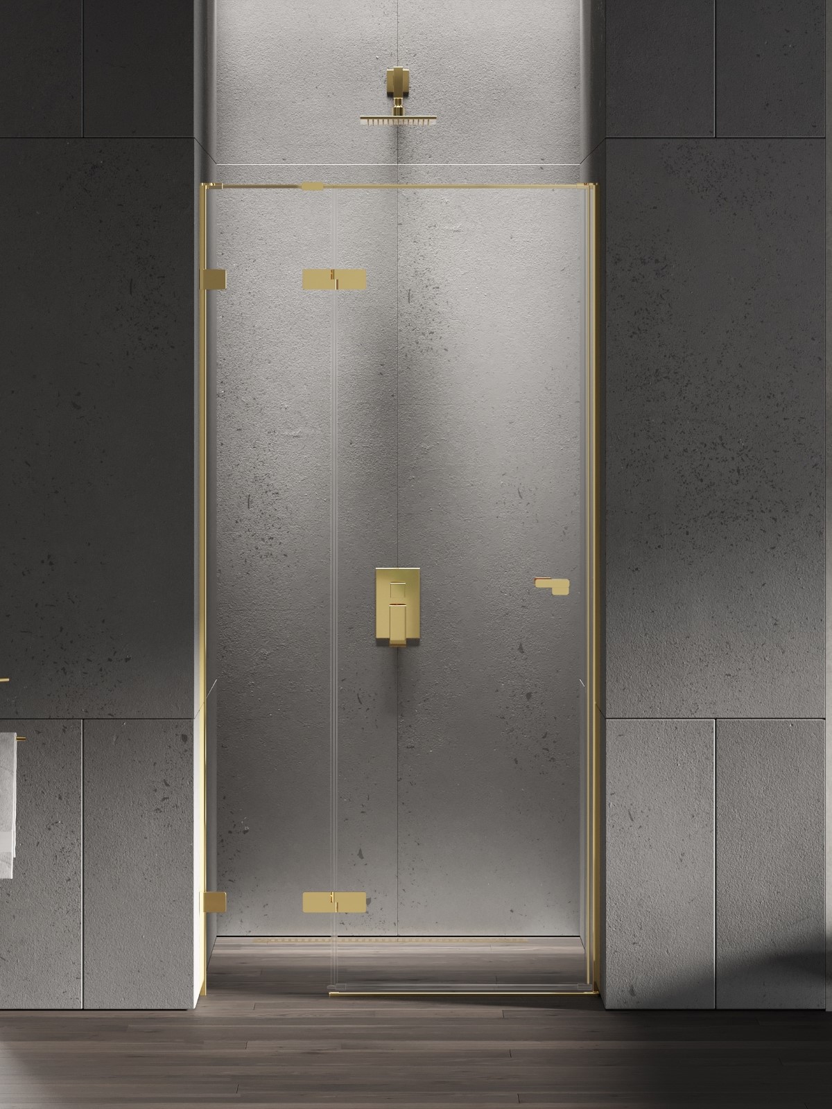 New Trendy Eventa Gold Shine zuhanyajtók 110 cm dönthető arany fényes/átlátszó üveg EXK-4677