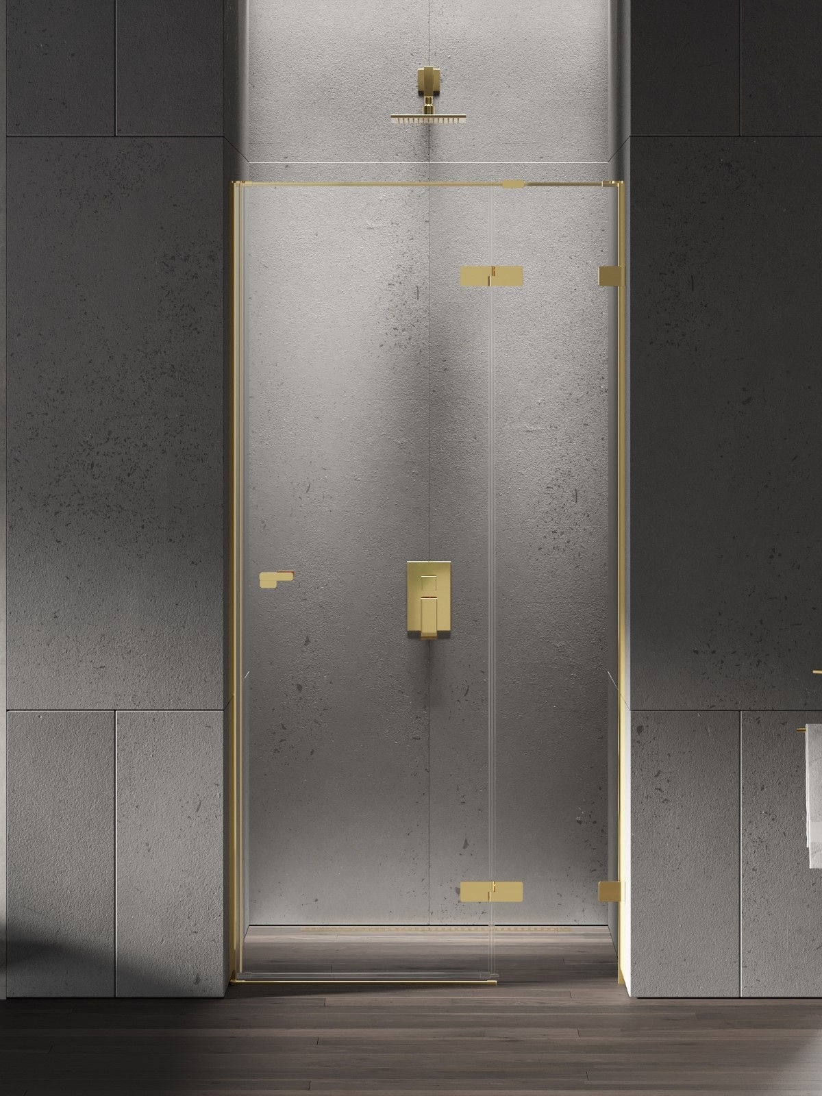New Trendy Eventa Gold Shine zuhanyajtók 110 cm dönthető arany fényes/átlátszó üveg EXK-4678