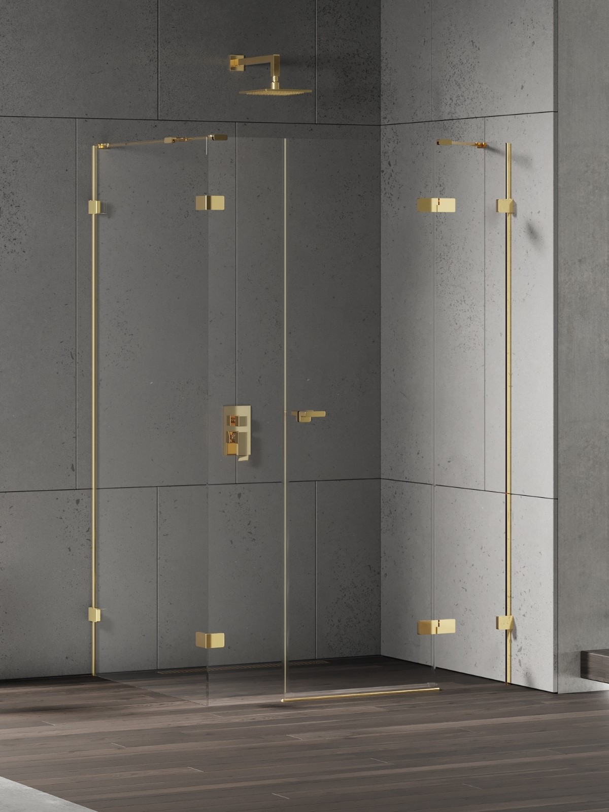 New Trendy Eventa Gold Shine zuhanykabin 150x80 cm négyszögletes arany fényes/átlátszó üveg EXK-4779