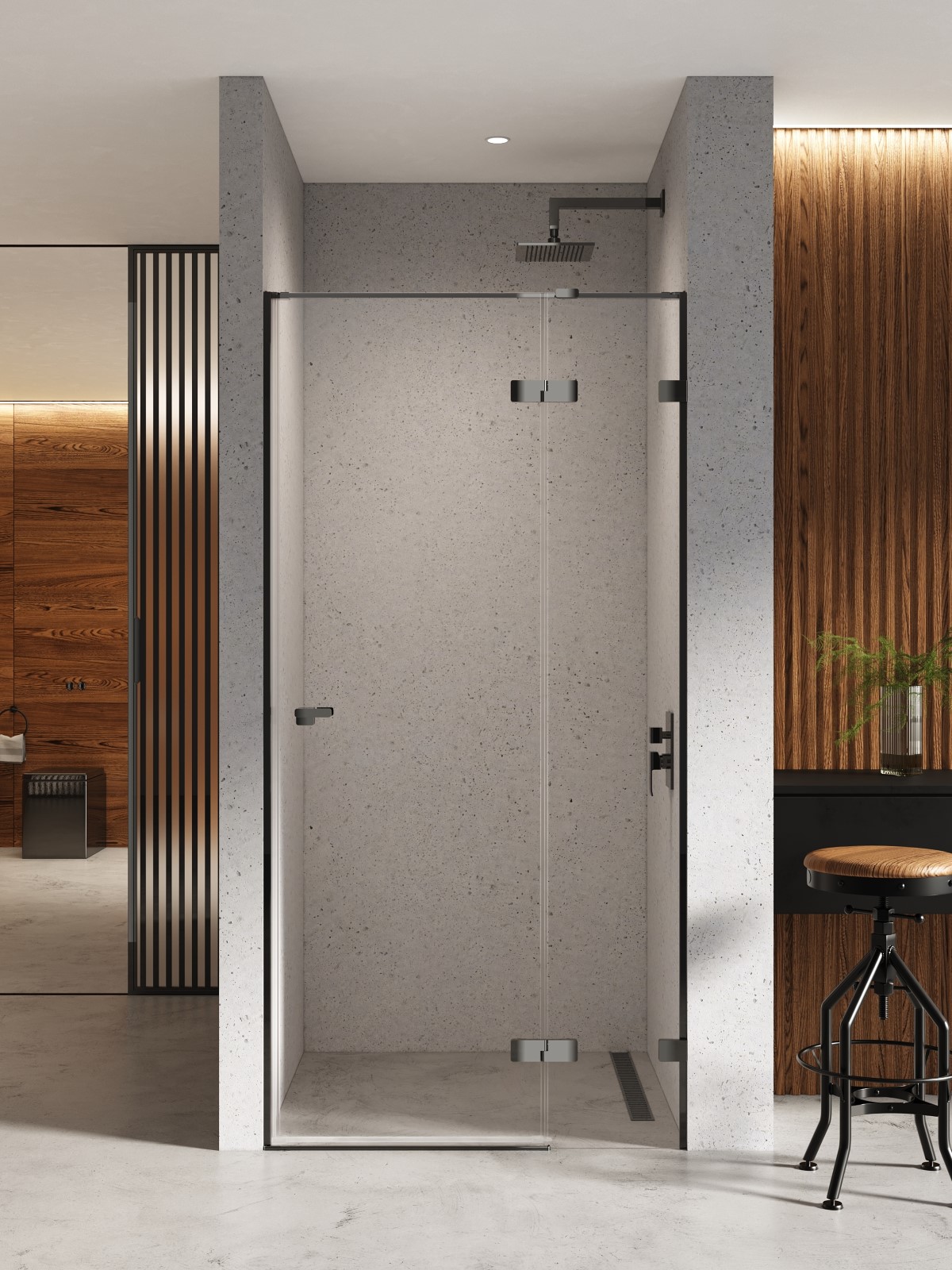 New Trendy Eventa Black Chrome zuhanyajtók 120 cm dönthető fekete fényes/átlátszó üveg EXK-6136