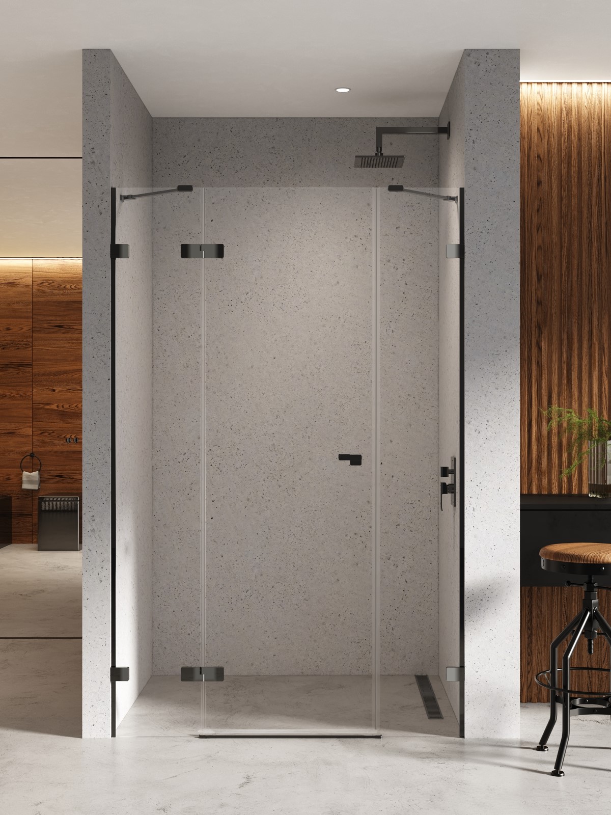 New Trendy Eventa Black Chrome zuhanyajtók 170 cm dönthető fekete fényes/átlátszó üveg EXK-6143