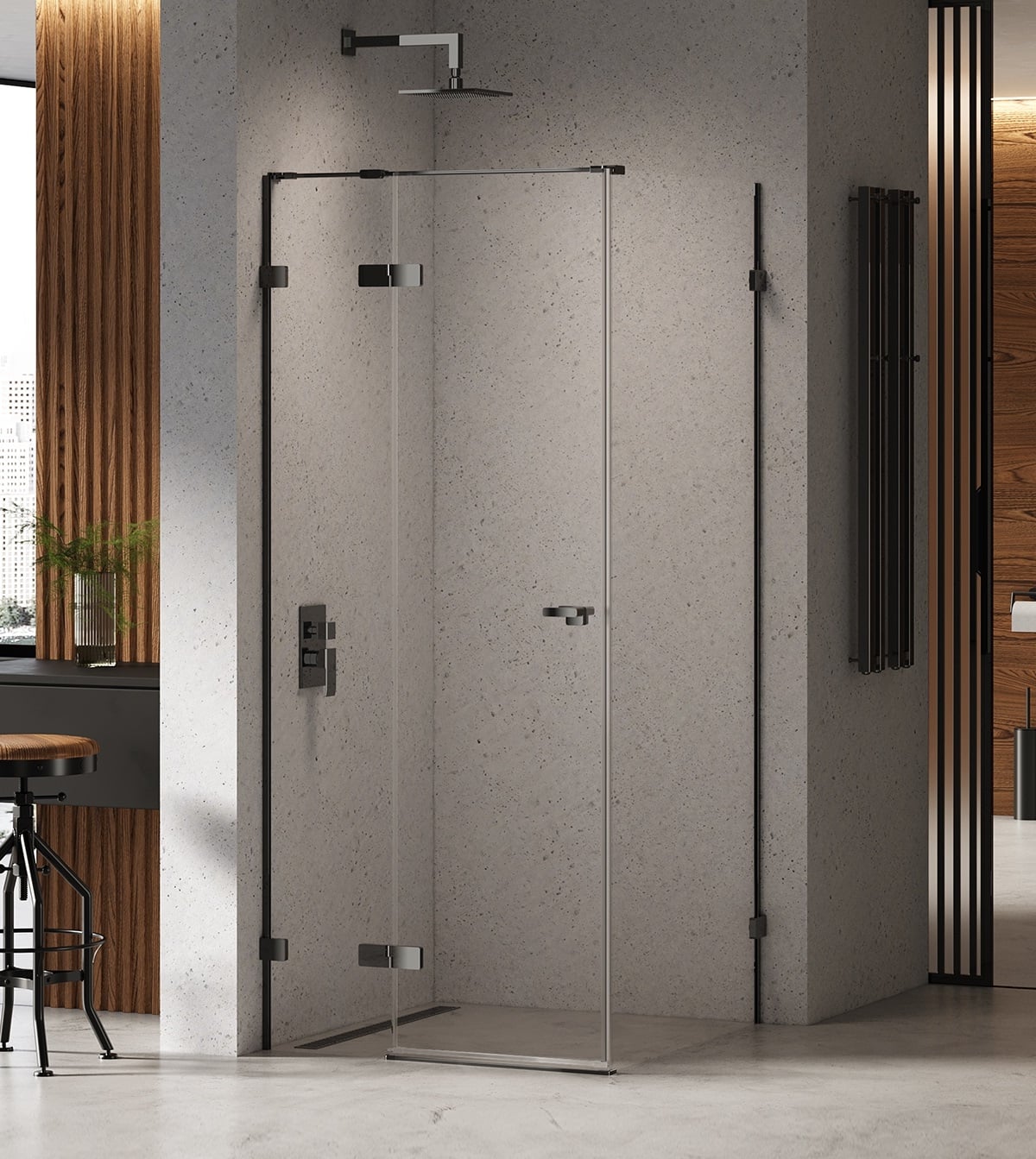 New Trendy Eventa Black Chrome zuhanykabin 110x100 cm négyszögletes fekete fényes/átlátszó üveg EXK-6161