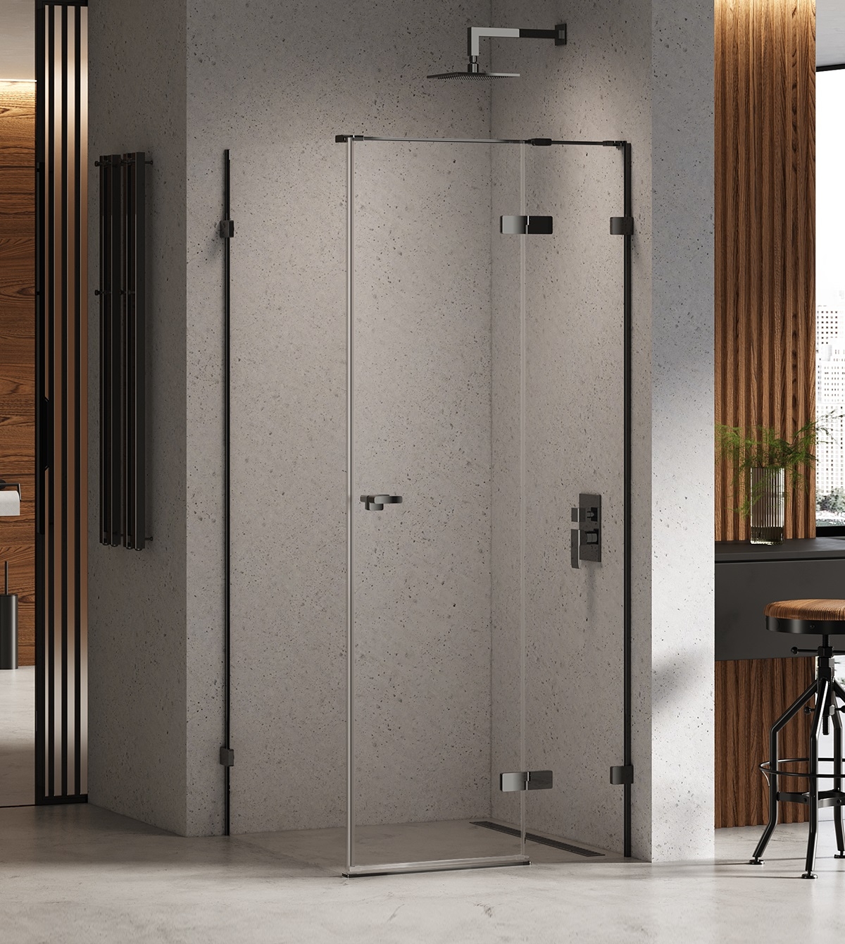 New Trendy Eventa Black Chrome zuhanykabin 120x90 cm négyszögletes fekete fényes/átlátszó üveg EXK-6201