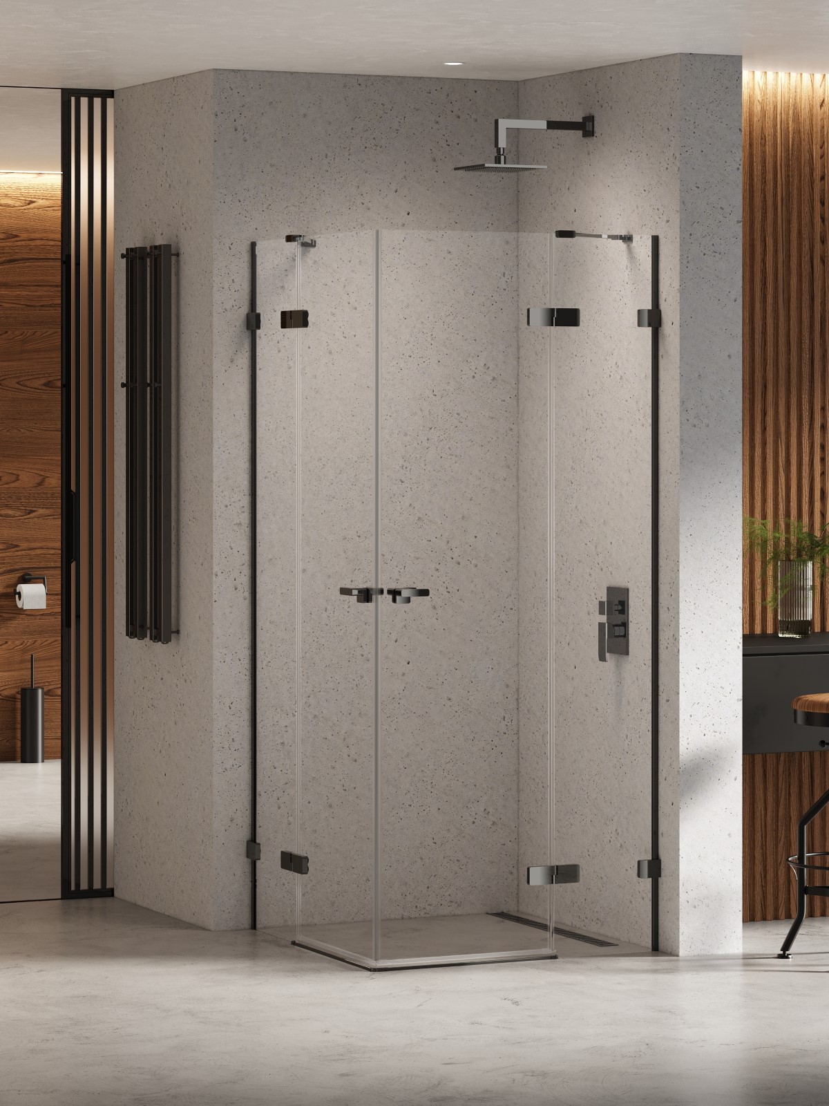 New Trendy Eventa Black Chrome zuhanykabin 110x80 cm négyszögletes fekete fényes/átlátszó üveg EXK-6208