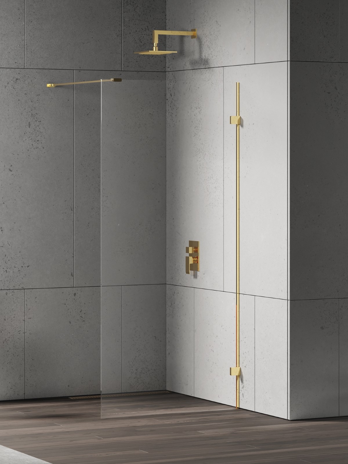 New Trendy Eventa Gold Shine zuhanykabin fal walk-in 80 cm arany fényes/átlátszó üveg EXK-4839