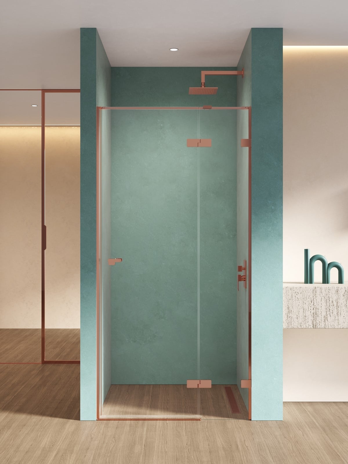 New Trendy Eventa Copper Shine zuhanyajtók 80 cm dönthető réz fényes/átlátszó üveg EXK-6353