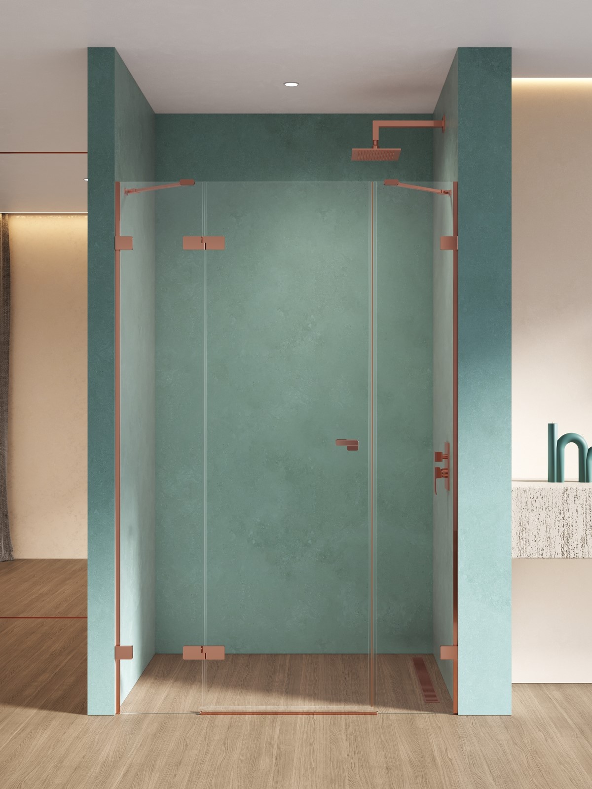 New Trendy Eventa Copper Shine zuhanyajtók 130 cm dönthető réz fényes/átlátszó üveg EXK-6364