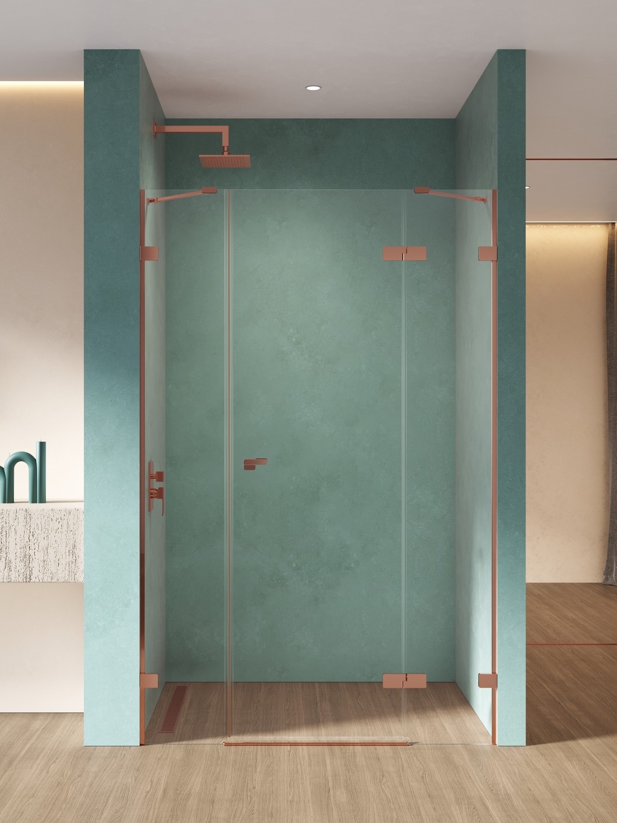 New Trendy Eventa Copper Shine zuhanyajtók 170 cm dönthető réz fényes/átlátszó üveg EXK-6369